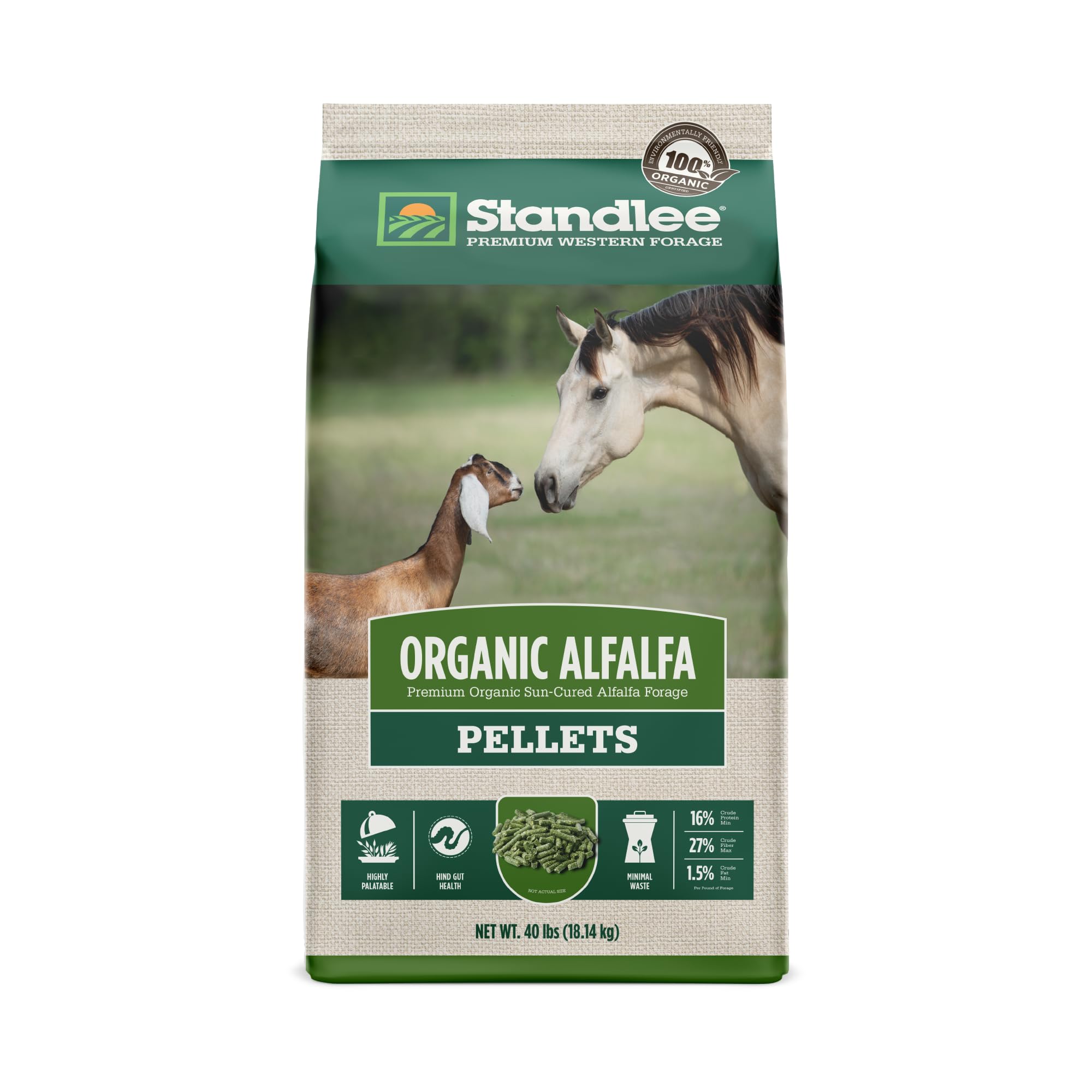 Standlee Organic Alfalfa Pellets for Horses, 40 lbs
