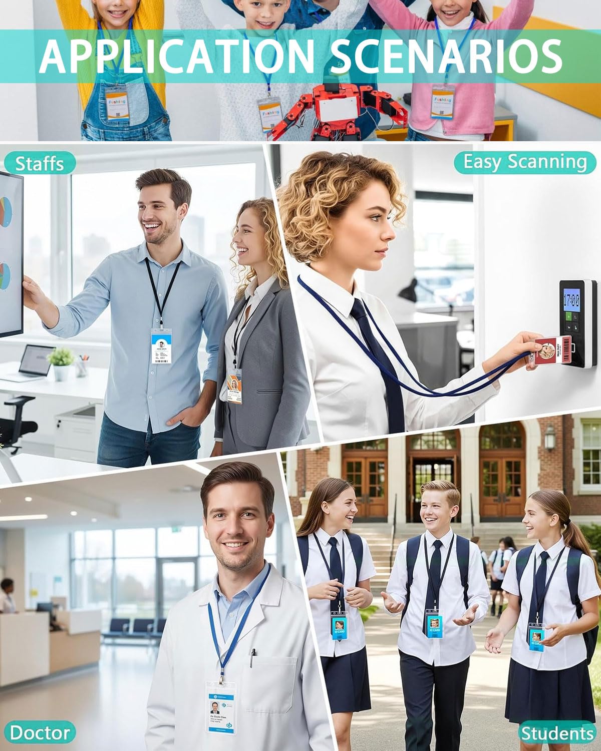 DAFNE 8 Pezzi Porta Badge Verticale in Plastica Impermeabile Custodia Trasparente per Tessere Identificazione