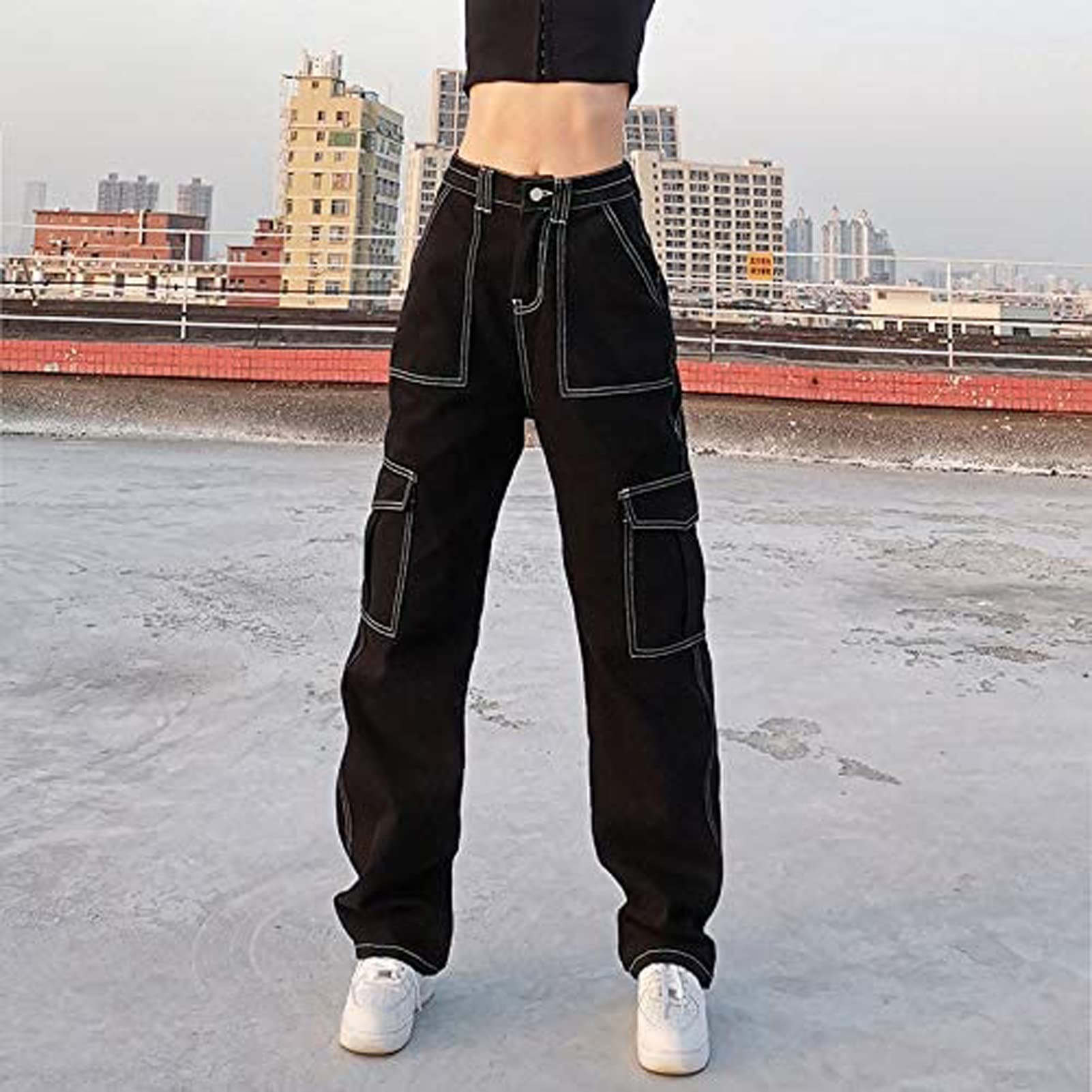 jean Pantalones Vaqueros Holgados Para Mujer, Pantalones Acampanados Independientes, Pantalones Vaqueros Sueltos Vintage De Cintura Alta Para Niñas, Pantalones Vaqueros De Calle
