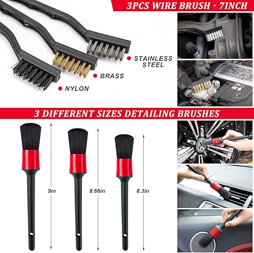 Miniatura 5 de GPUSFAK Kit de limpieza de lavado de autos de 16 piezas con pistola de espuma, cepillos de detalles, herramienta de limpieza de parabrisas, cepillo