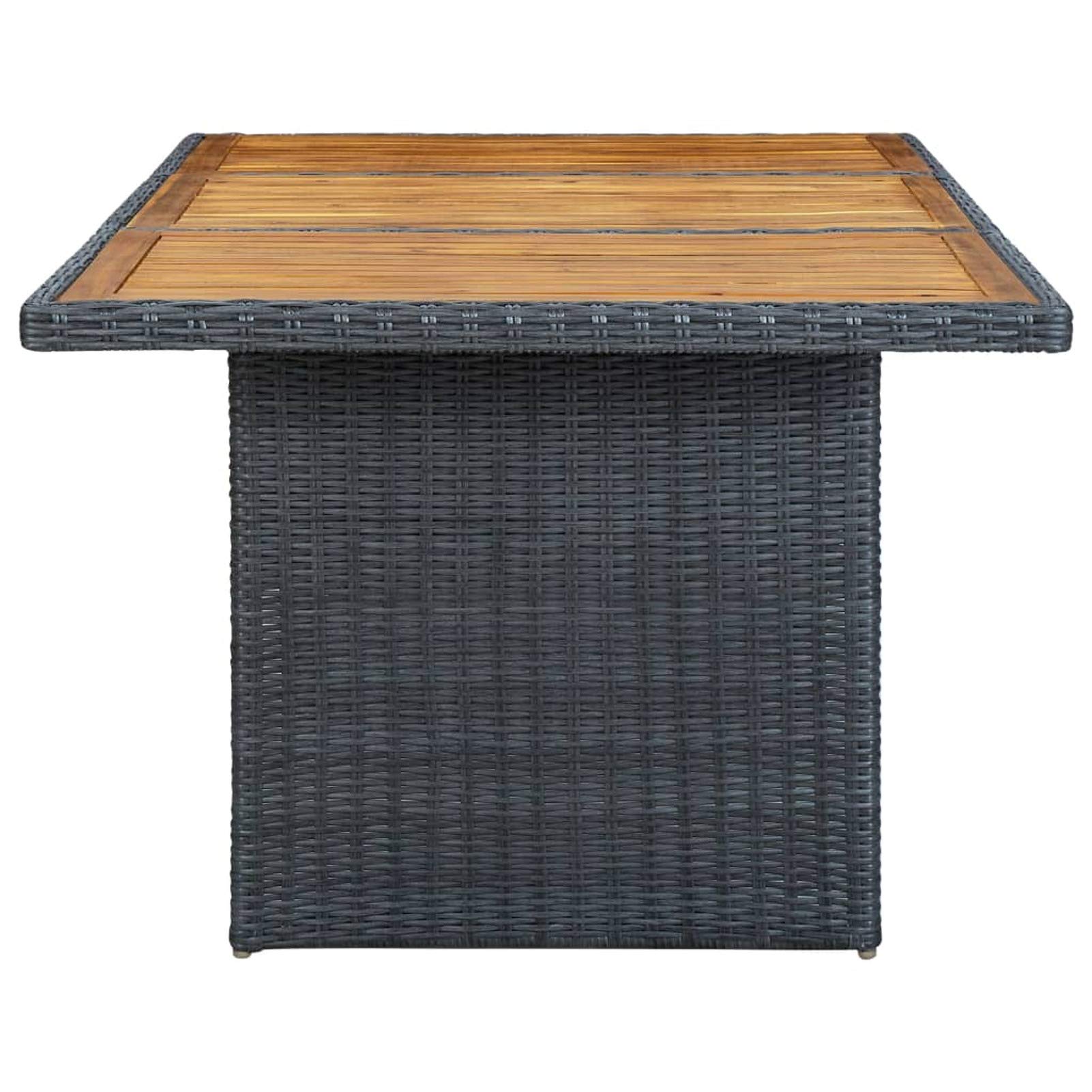 Set da giardino con tavolo da giardino grigio scuro in polyrattan e legno massello di acacia, mobili da pranzo per patio, bistrot, caffè, picnic, resistente alle intemperie, set da pranzo all'aperto