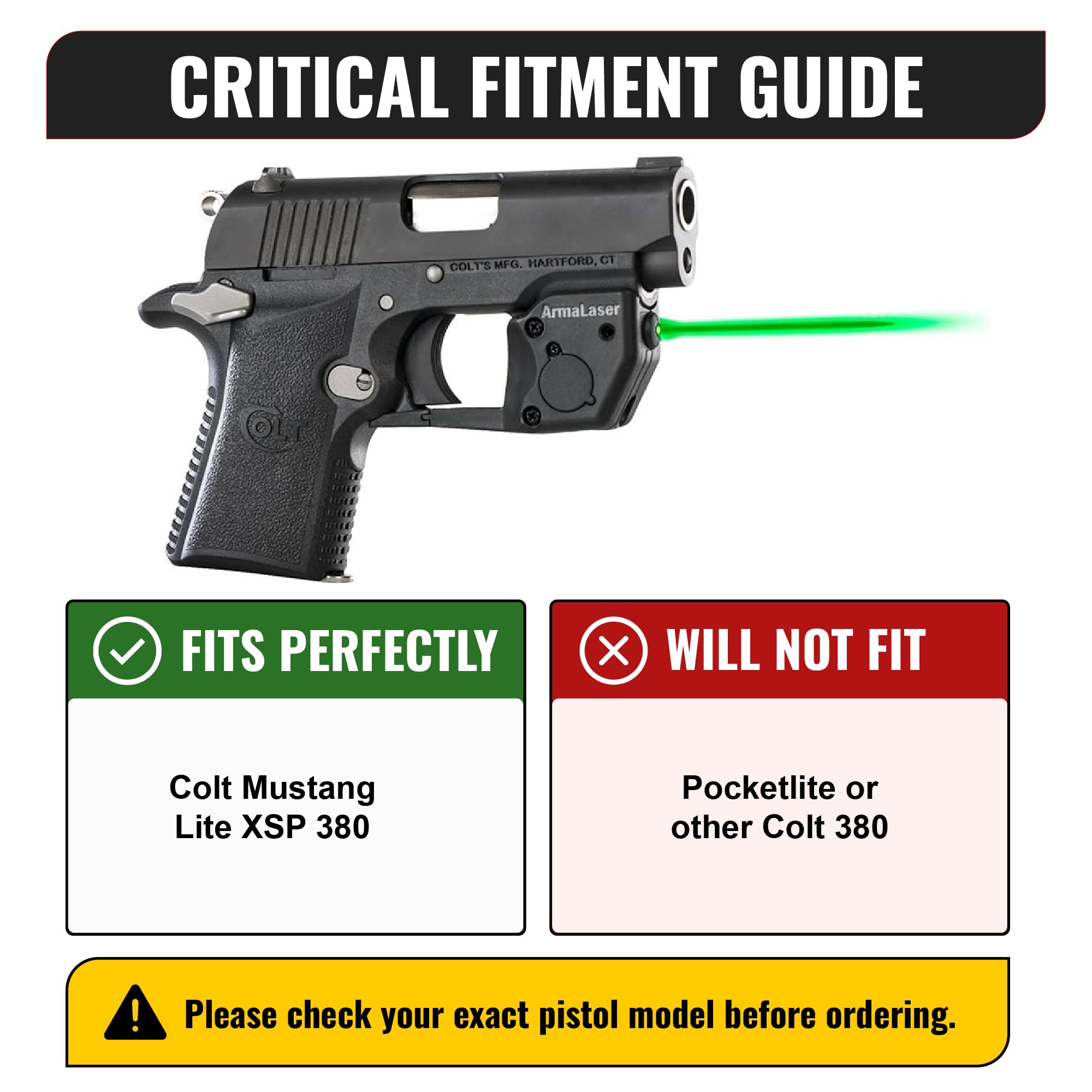 Amazon.com: ArmaLaser TR17G Designed to fit Colt Mustang Lite XSP