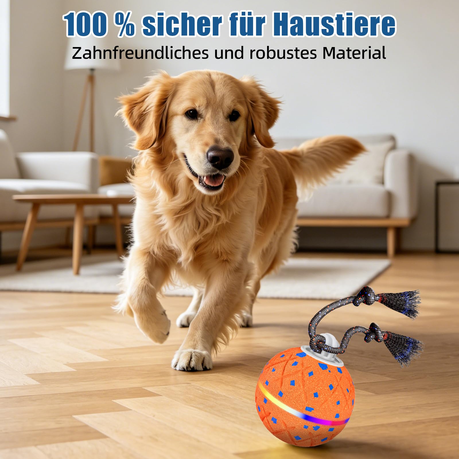 Hundespielzeug,Interaktives Hundespielzeug Hoch Elastisch und Robust Hundeball,Verschiedene Spielmodi mit Rotierendem Licht und Vogelzwitschern zur Aufmerksamkeitslenkung Ihres Haustiers
