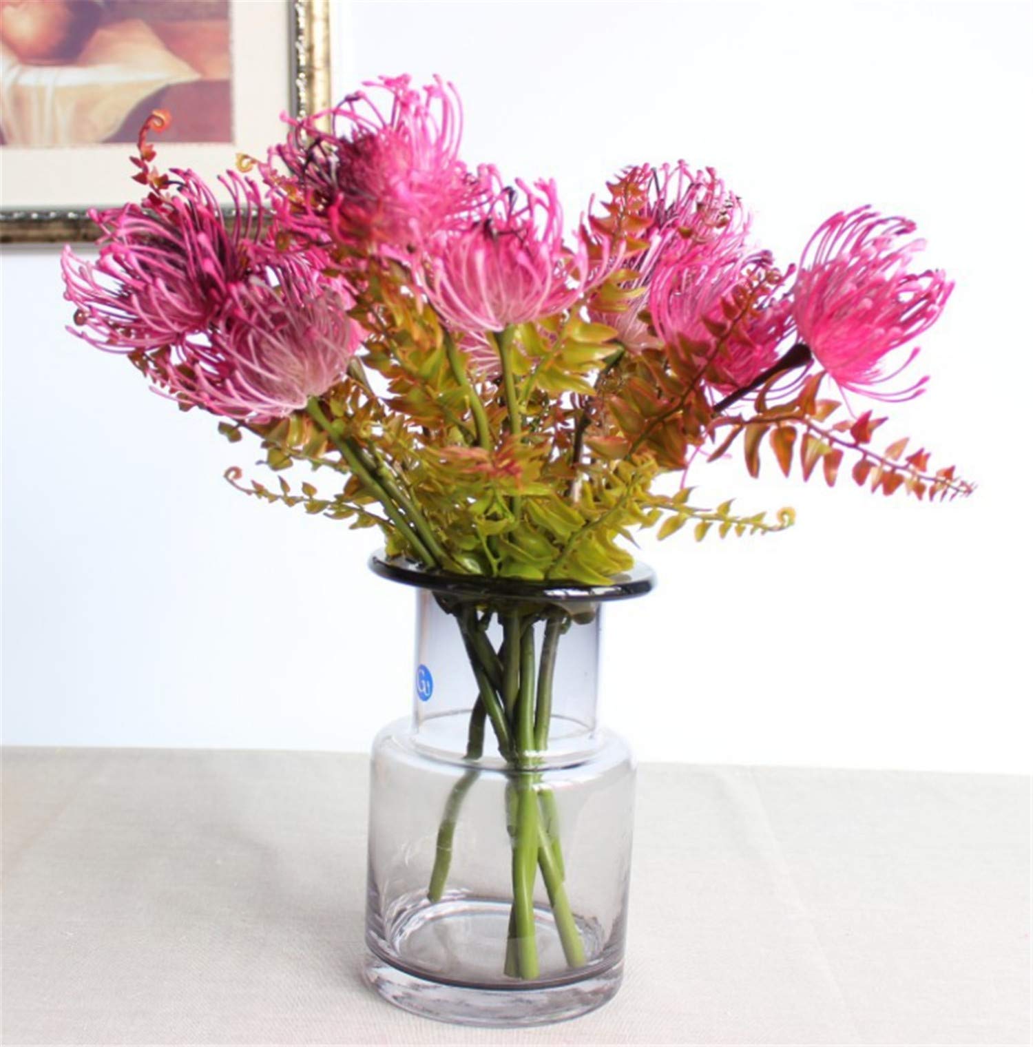 3PCS Artificial Pincushion Flower Fake Leucospermum Simulation Tropical Protea Cynaroides Plant,Rose