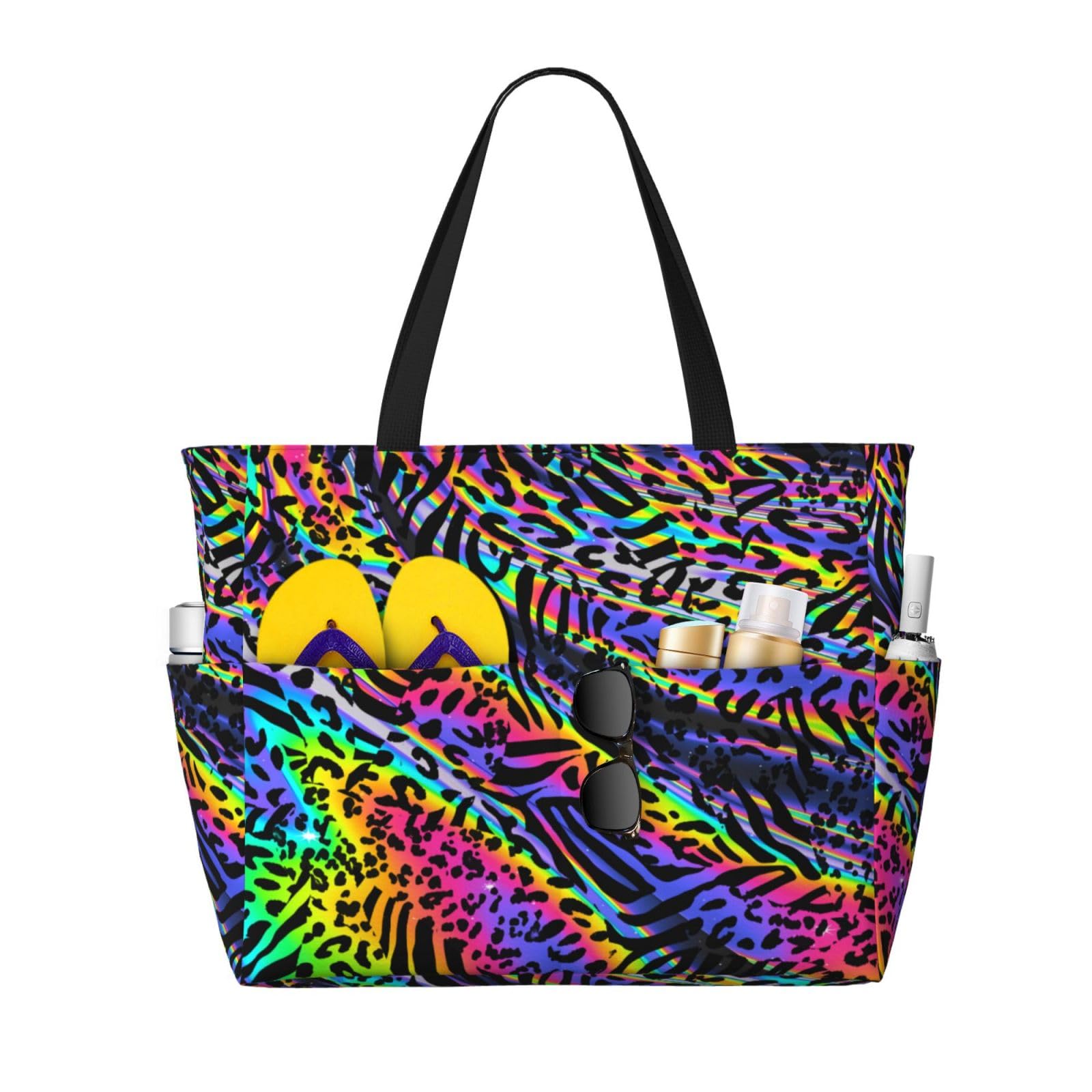 CHAOS MONKEY Women Large Beach Bag Sandproof Waterproof Travel Weekender Foldable Tote Bag for Pool Vacation Gym