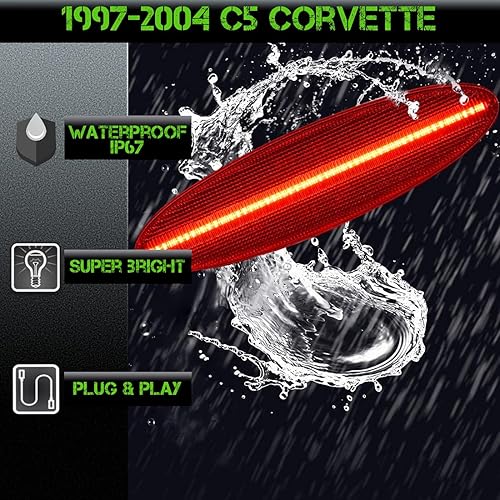 Miniatura 3 de SLK - Luces LED C5 rojas para guardabarros laterales traseros mejores que el reemplazo OEM para accesorios Coupe Z06 Convertible Corvette