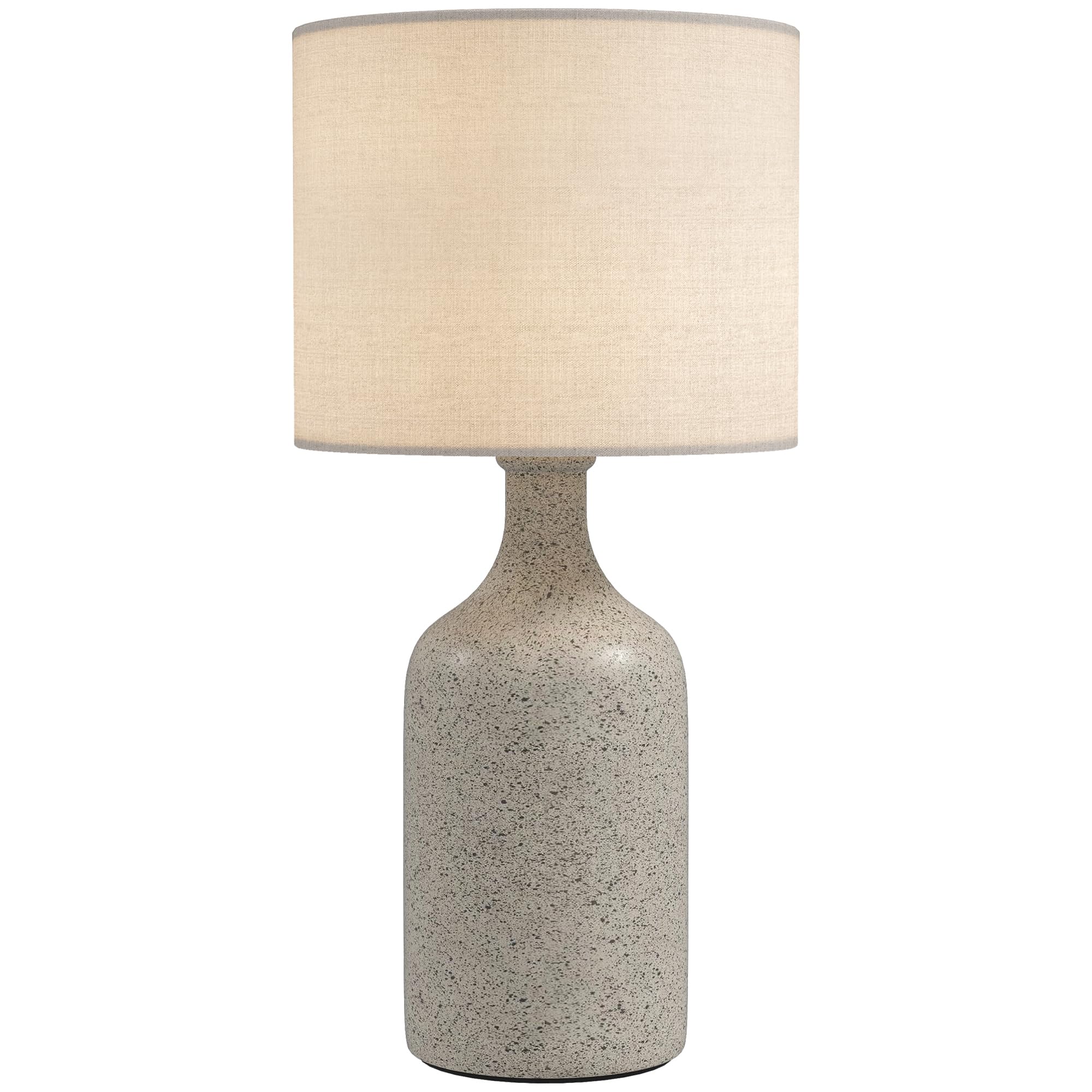 HOMCOM Tischlampe Tischleuchte Vintage Keramiksockel Sandbraun+Weiß | Nachttischlampe, Schreibtischlampe, Leinenschirm, Wippschalter, Leselampe mit E27 Fassung, für Schlafzimmer Wohnzimmer
