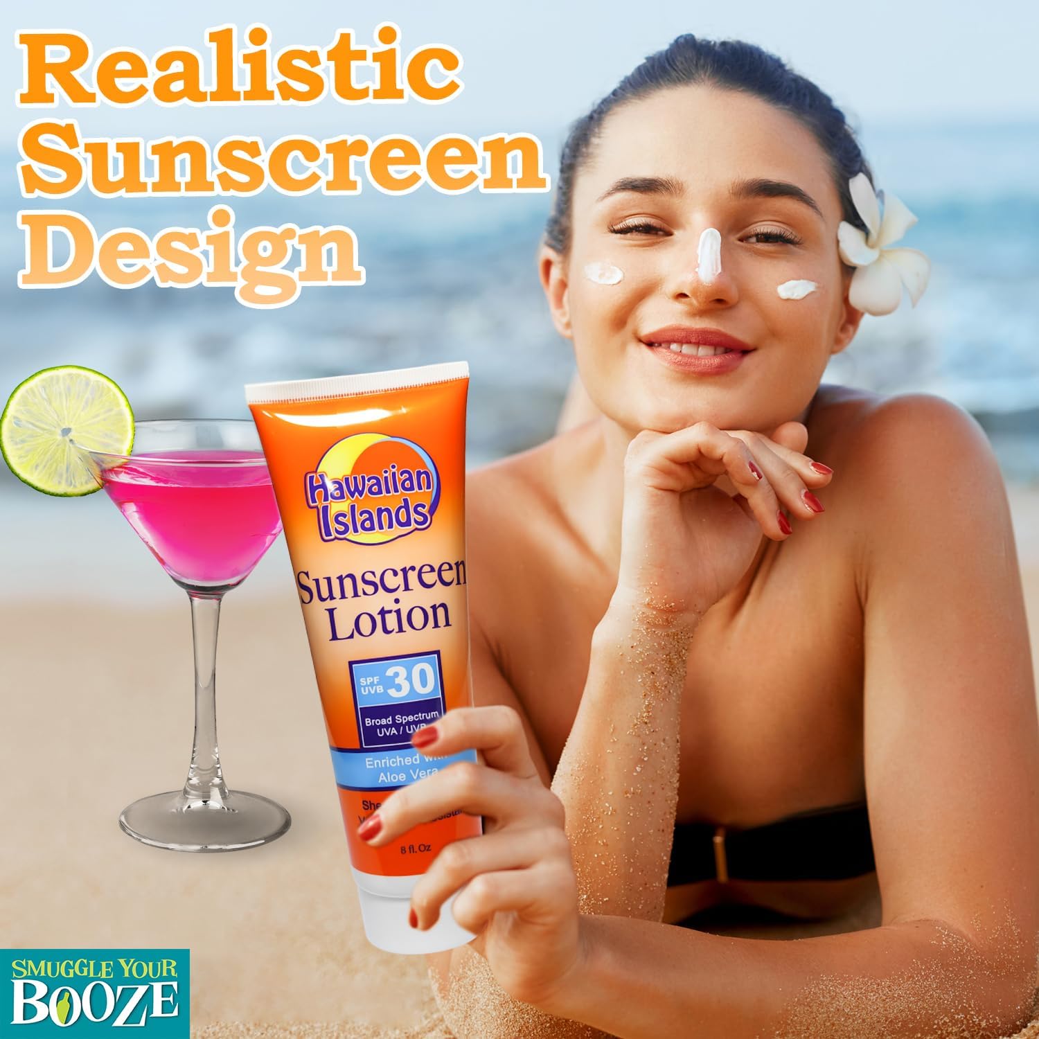 Smuggle Your Booze SPF30 Sunscreen Tube Bottles for Cruise - 10oz Leak-Proof Fake Hidden Plastic Empty Flask Liquor Disguise for Women | 5 Tamper-Proof Seals | Flasks for Cruises Ships, Beach, Concert
