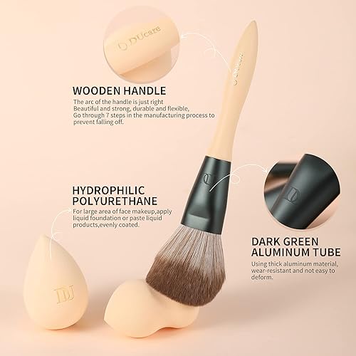 Miniatura 5 de DUcare Brochas de maquillaje, 14 piezas con 3 esponjas de maquillaje, bolsa de cosméticos y peine de pestañas