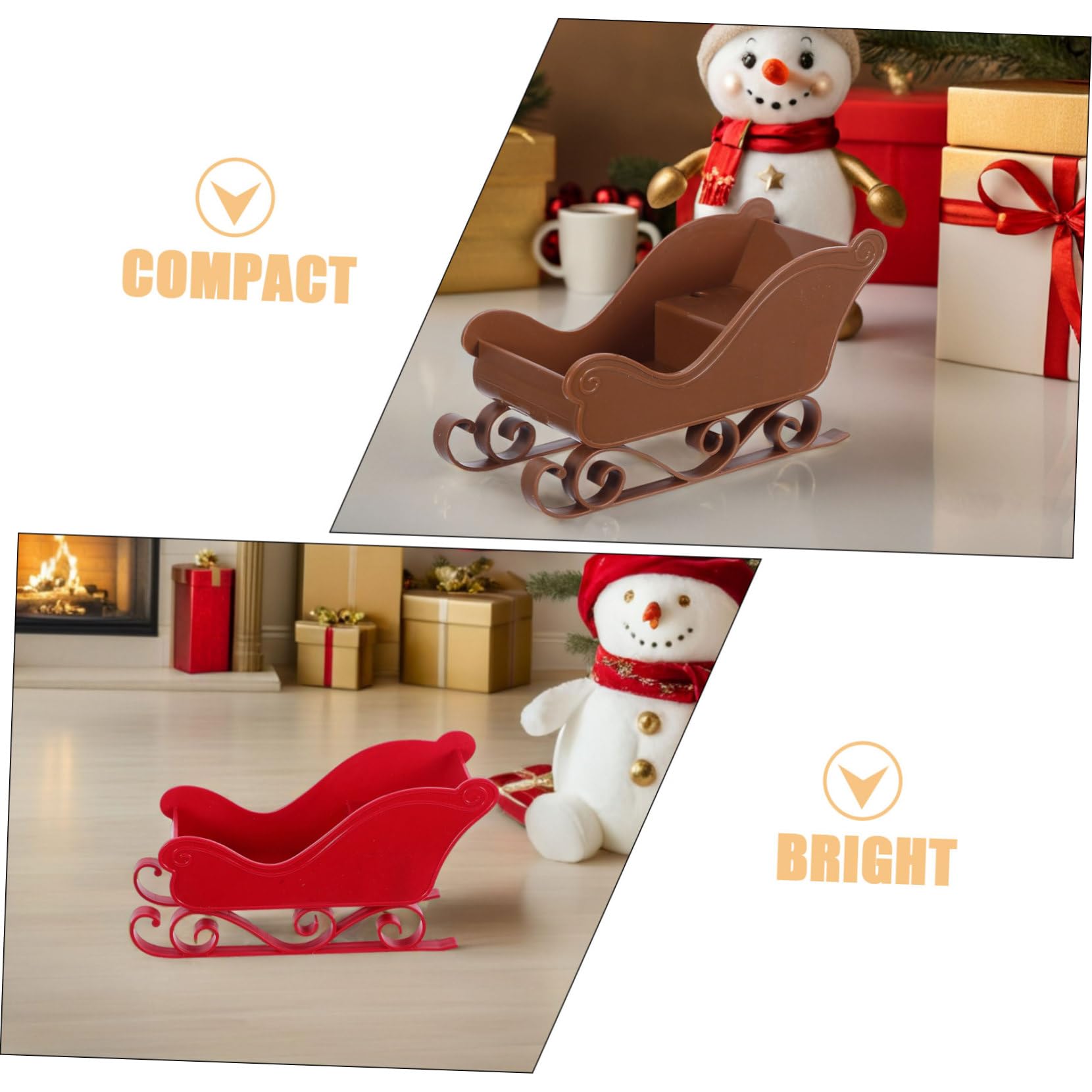 ULTECHNOVO 3 Piezas Decoración de Trineo Navideño Mini Adorno de Trineo de Escritorio para Manualidades Accesorios para Fotos de Fiestas