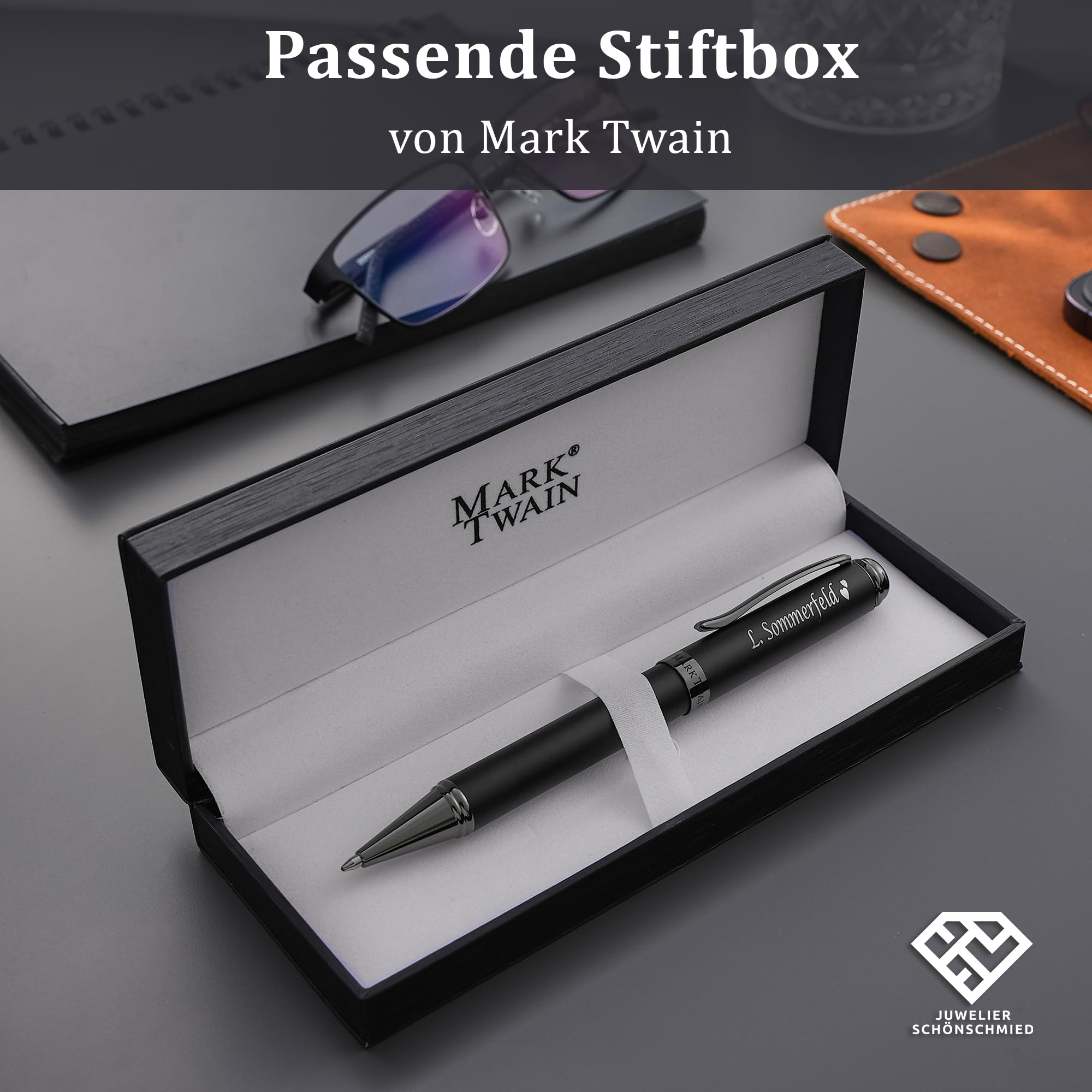 Mark Twain Kugelschreiber Mit Gravur – Metall-Kugelschreiber In Geschenkbox, Personalisierbar
