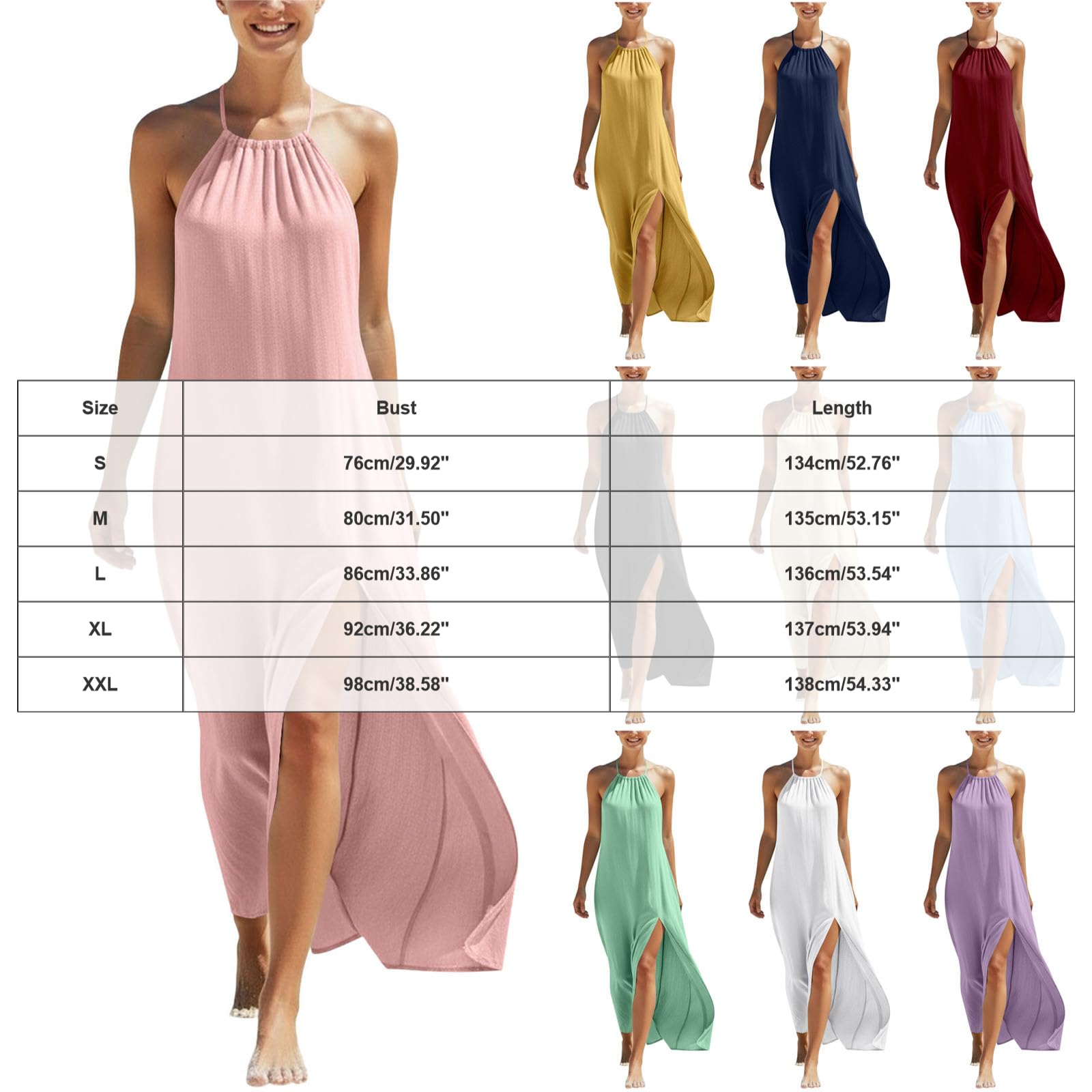 Vestidos Verano Mujer Cuello V Elegante Vestido Mujer Verano Playa Moda Largo Casual Sin Manga Ligero Sueltos Cómodo y Transpirable Vestidos para Playa Vacaciones Uso Diario Fiesta