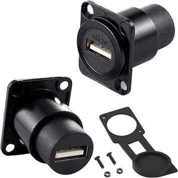 PENGLIN 2Pack D-Type USB 2.0 Panel Mount Connector Female to Female | Strong zinc die-casting shell,Support USB hot swap,Plug and Play,for Car/Home/Industrial Use
