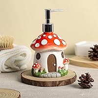 Vista 3 de Dispensador de jabón en forma de hongo de resina con bomba de plástico, botella de jabón de loción corporal, dispensador de jabón de manos