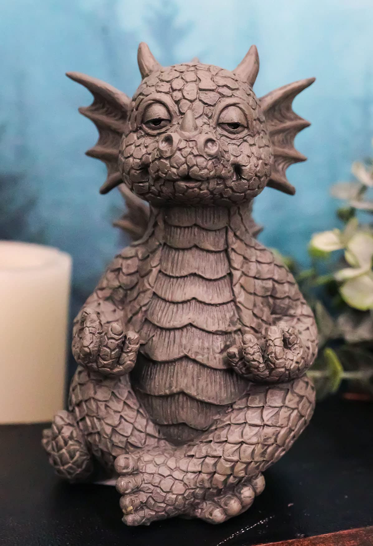 Ebros Whimsical Meditating Dragon Fists Inner Qi Strength Power Statue 5" Tall Faux Stone Resin Finish Fantasy Animated Dungeons and Dragons Welcome Guest Greeter Decor Figurine