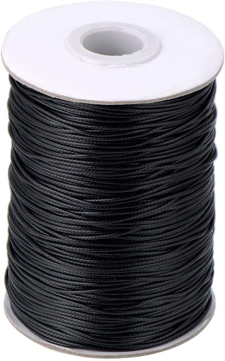 Pandahall 100 Yards/Roll 1.5mm Tressé Coton Ciré Cordon Chaîne Bijoux à Bricoler Soi-même Artisanat Macramé Faisant Des Perles Fil Corde Avec Bobine (Bleu Prussien