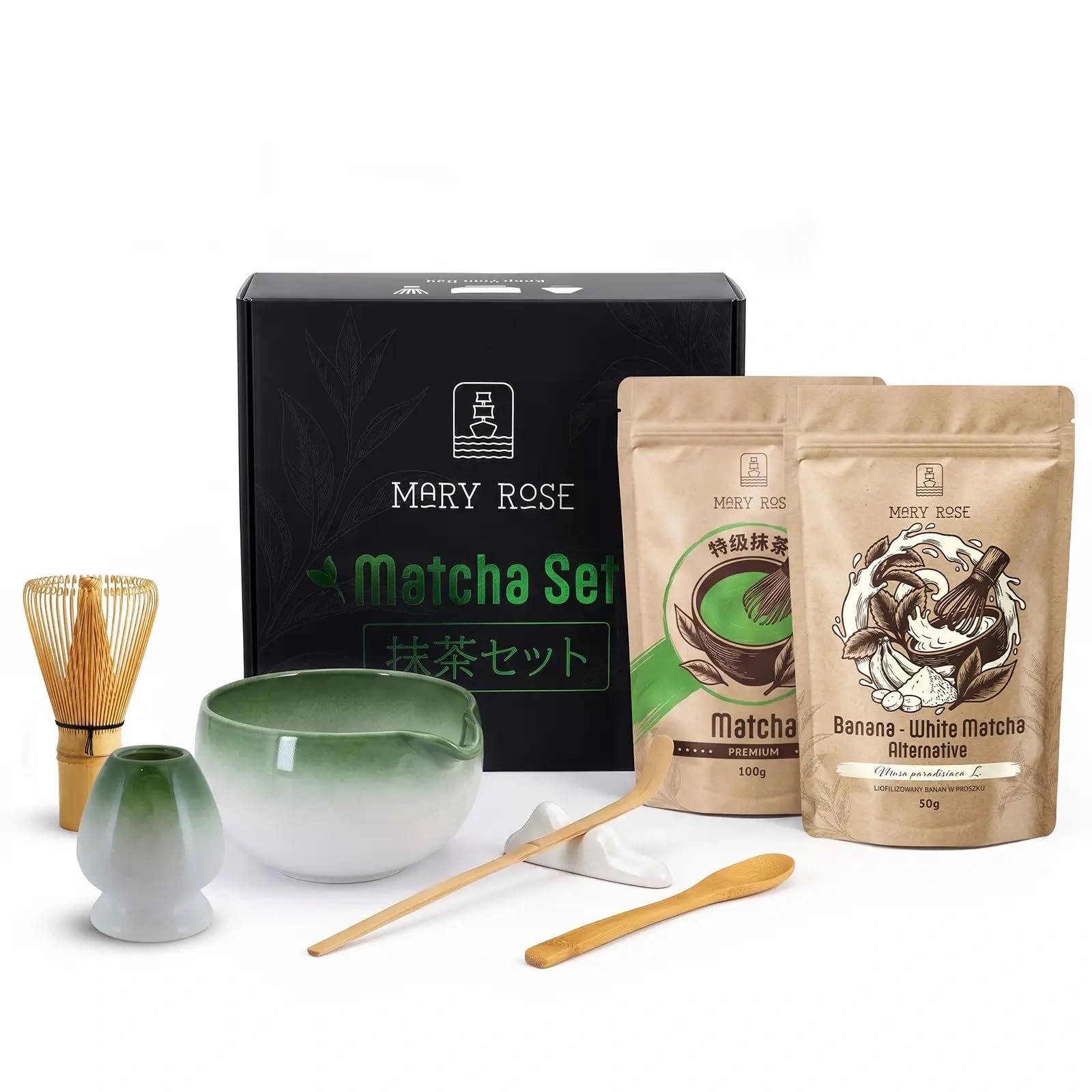 Zestaw matcha premium matcha z akcesoriami bambusowymi i ceramicznymi