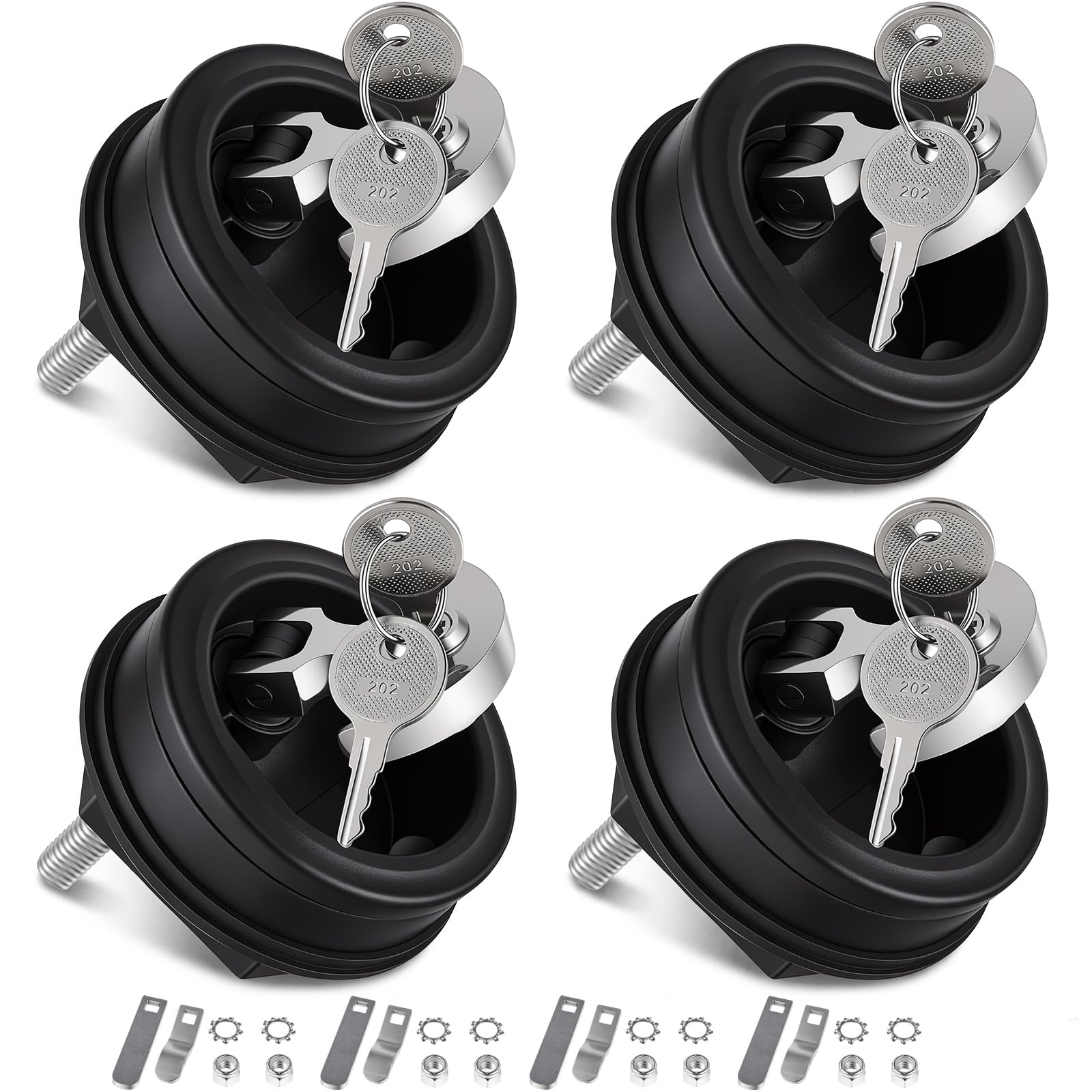 Locking Boat Hatch Latch, 2-3/8 to 2-1/2 in, Flush Mount