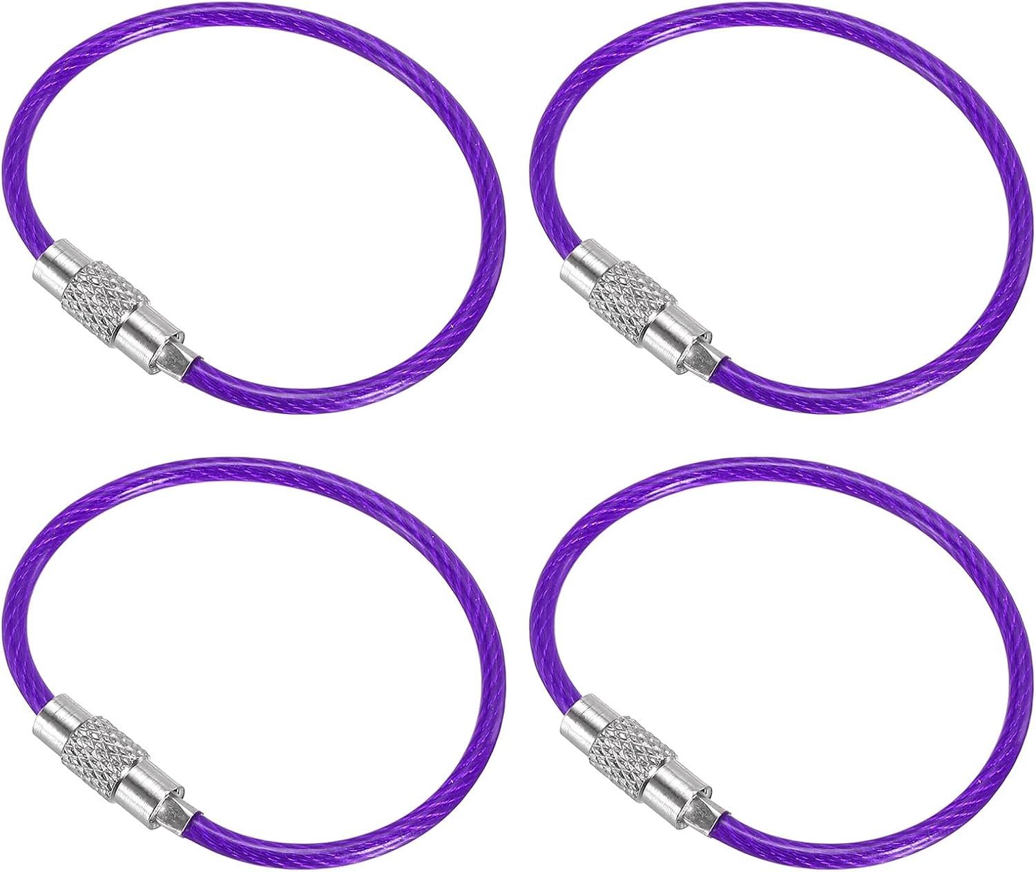 PATIKIL 4.3 Inch Length Wire Keychain Cable, 4 Pack Stainless Steel Key ...