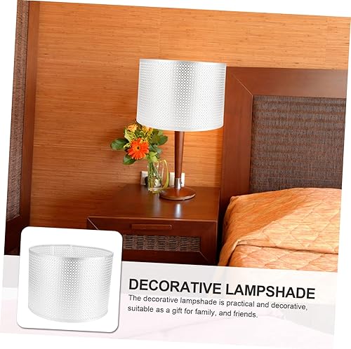 Miniatura 9 de DOITOOL Decoración de techo Caja de metal Recorte de metal Cubierta de luz de mesa Pantalla de tela de tambor para lámpara de mesa Pantalla de luz