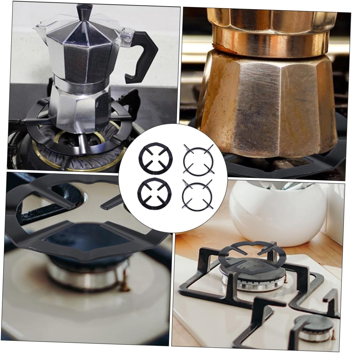 Unomor 4pcs Gas Stove Racks Pot Stands Wok Support Racks for Gas Burners Wok Compatible