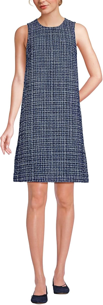 Lands' End Women's Washable Tweed Sleeveless Above the Knee Dress