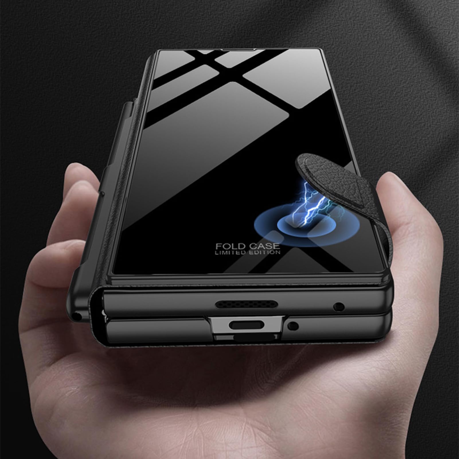 Per Samsung Galaxy Z Fold 8 Ultra Custodia Pelle, Vetro, Penna | Cover a libro business con stand e pellicola. Cover antishock, anti-impronta, portapenna sicuro(Black)