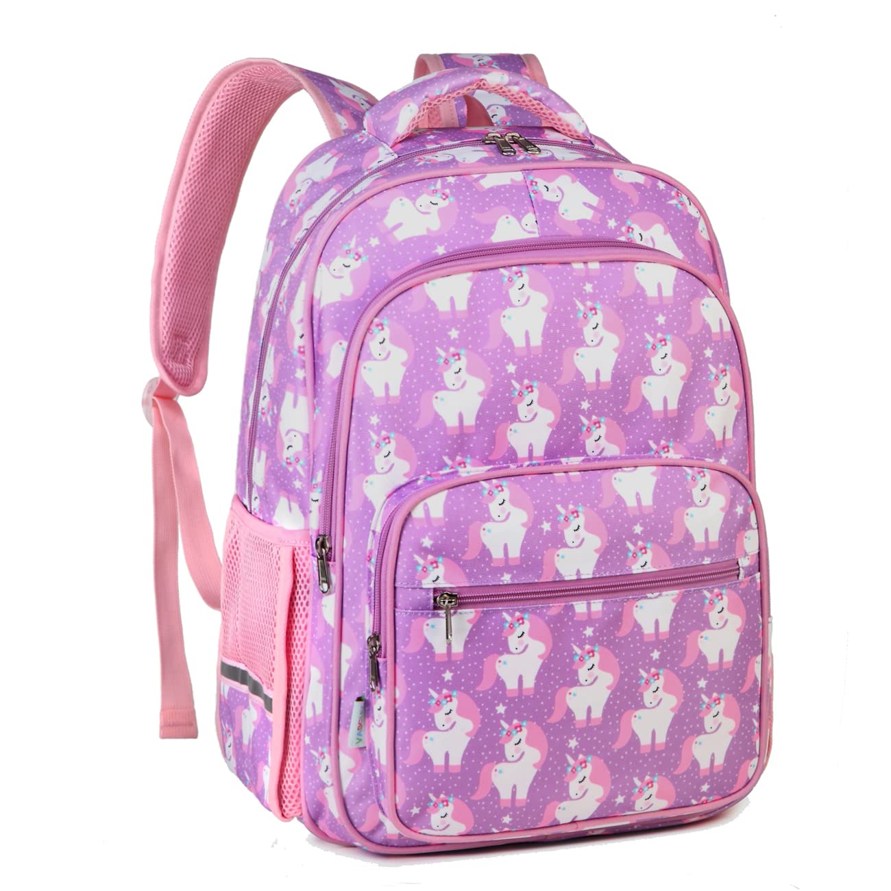 VASCHY Kids School Backpack, Unicorn Pink, Medium, 17.5L, Water-Resistant, Polyester, Daypack Backpacks, 15.6 inches Laptop Compatible, Elementary