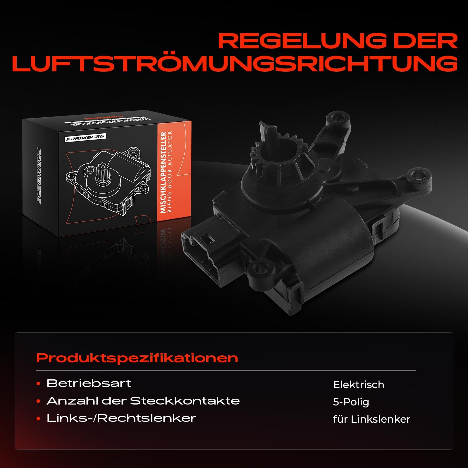 Frankberg Stellmotor Stellelement Heizung Klimaanlage für A3 8V Q2 GA Leon 5F Octavia III 5E Golf VII 5G1 Tiguan 2012-2019 5Q0898511G