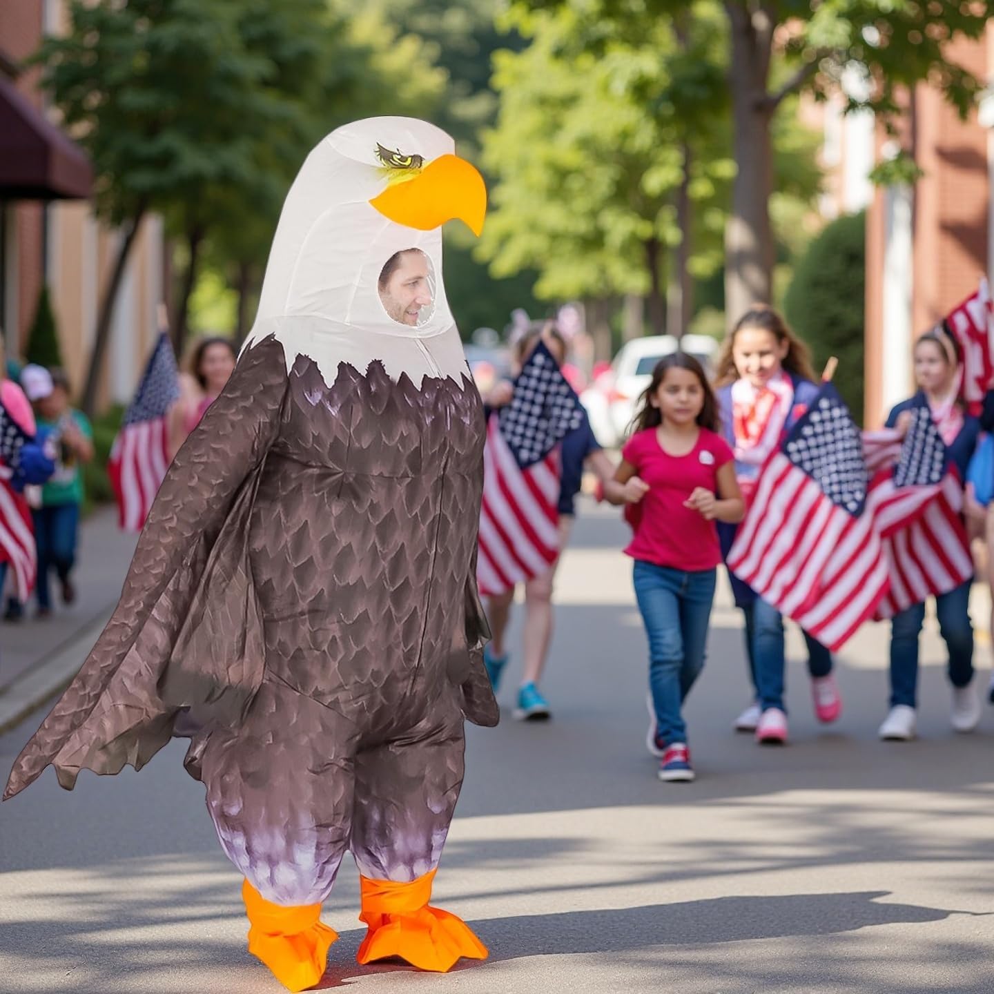 Bald Eagle Inflatable Costume for Adult Blow up Eagle Costume Funny Independence Day Patriotic Outfit - Image 5