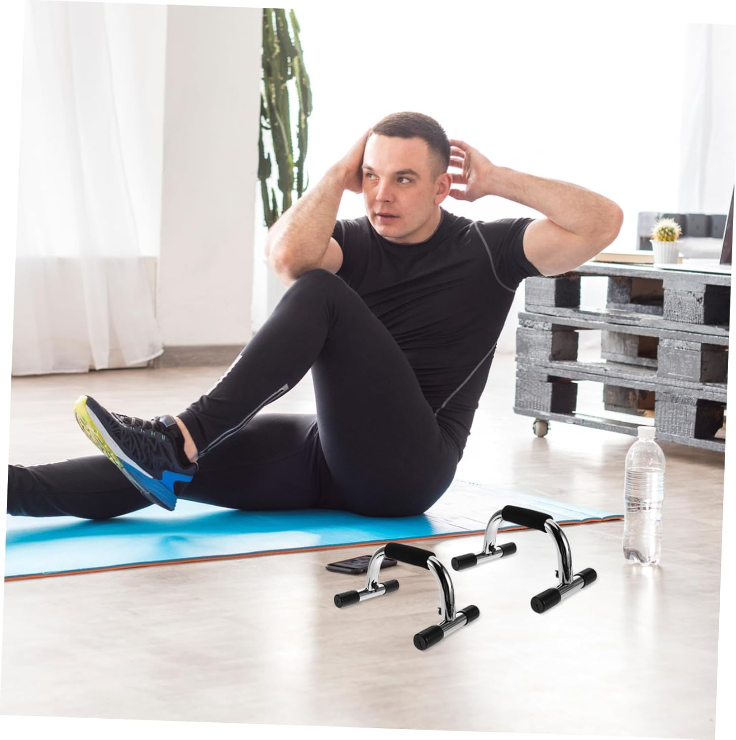 Happyyami 2pcs Ergonomic Pushup Handles with Non-slip Structure Height for Home Fitness Training Durable Stands for Strength Workouts for Various Exercises