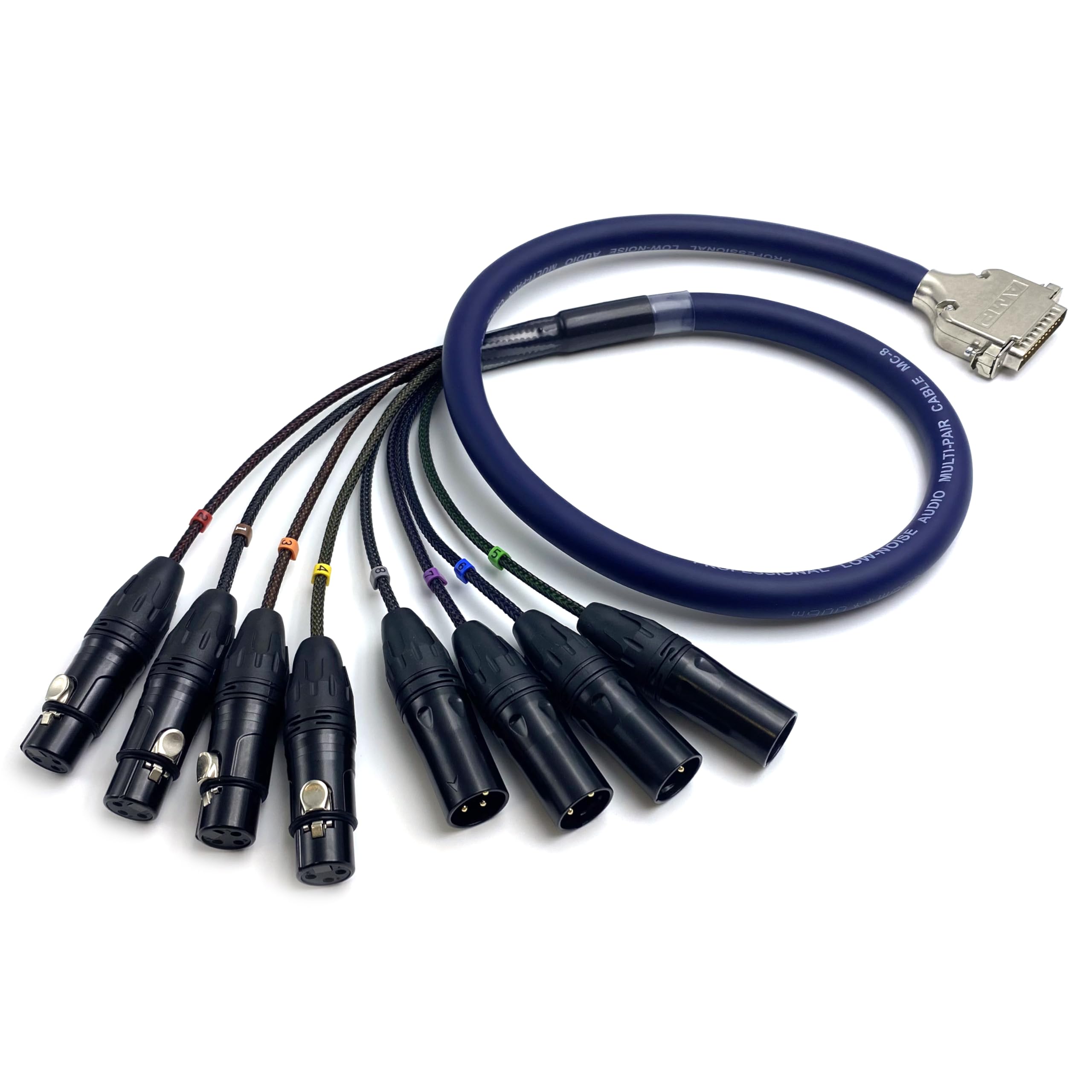 Cavo a serpente bilanciato da DB25 maschio a 8 canali XLR a 3 pin, 4 femmina e 4 maschi, da DB25 a XLR, cavo a serpente per interfaccia modulare, altamente schermato, audio analogico, cavo in