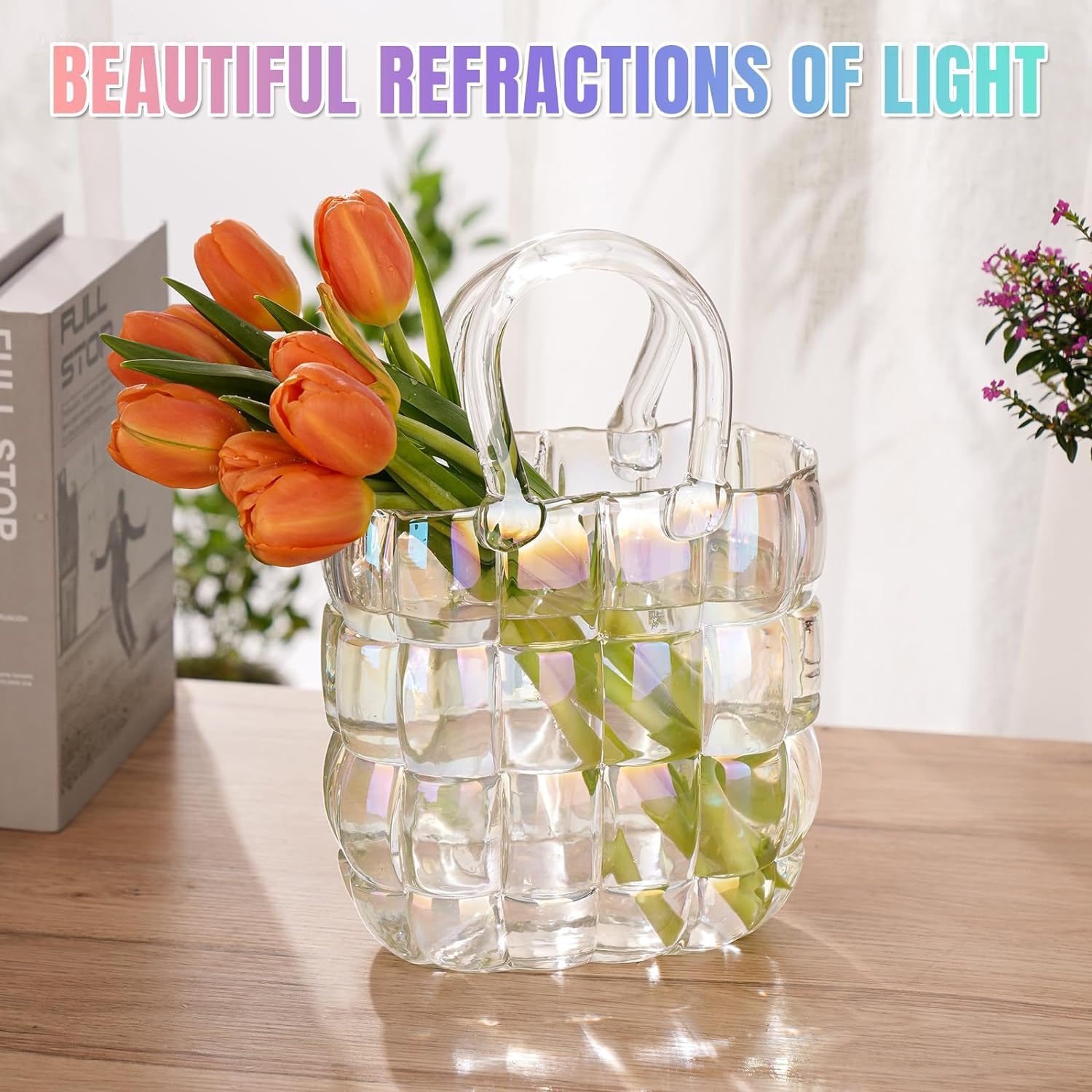 Glass Flower Vase for Decoration (Colourful), Colorful - Image 2