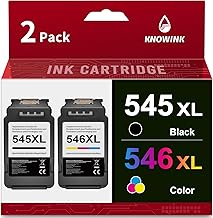 KNOWINK 545XL 546XL Encre Compatible avec Cartouche Canon 545-546 545 et 546 d'encre pour Canon Pixma MX495 TS3150 TS3150 TS3151 MG2550S MG3050 TR4550 MG2950 TR4551 MG2450 MG2500(2-Pack)