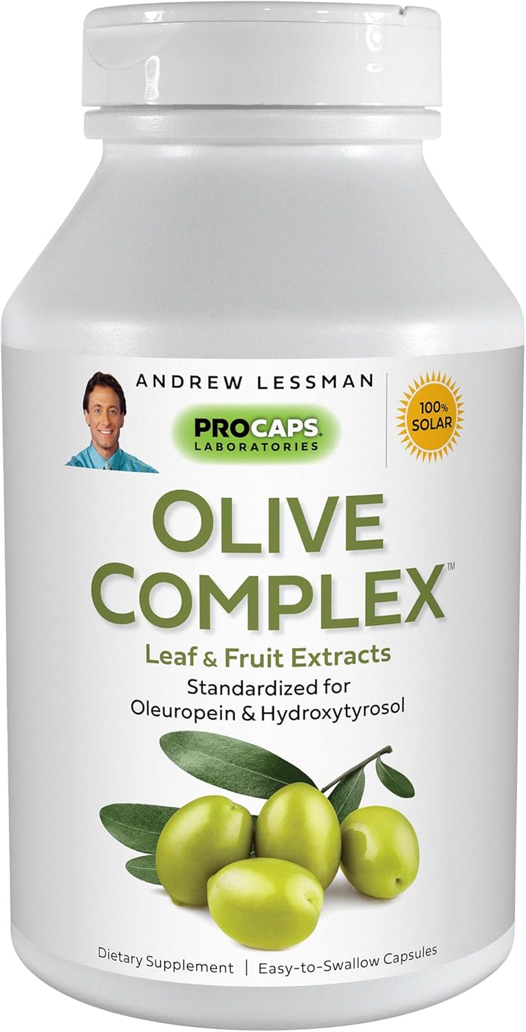 ANDREW LESSMAN Olive Complex – 30 Capsules – Leaf and Fruit Extracts. Standardized for Oleuropein and Hydroxytyrosol to Support Cardiovascular and Immune Health. Small Easy to Swallow Capsules