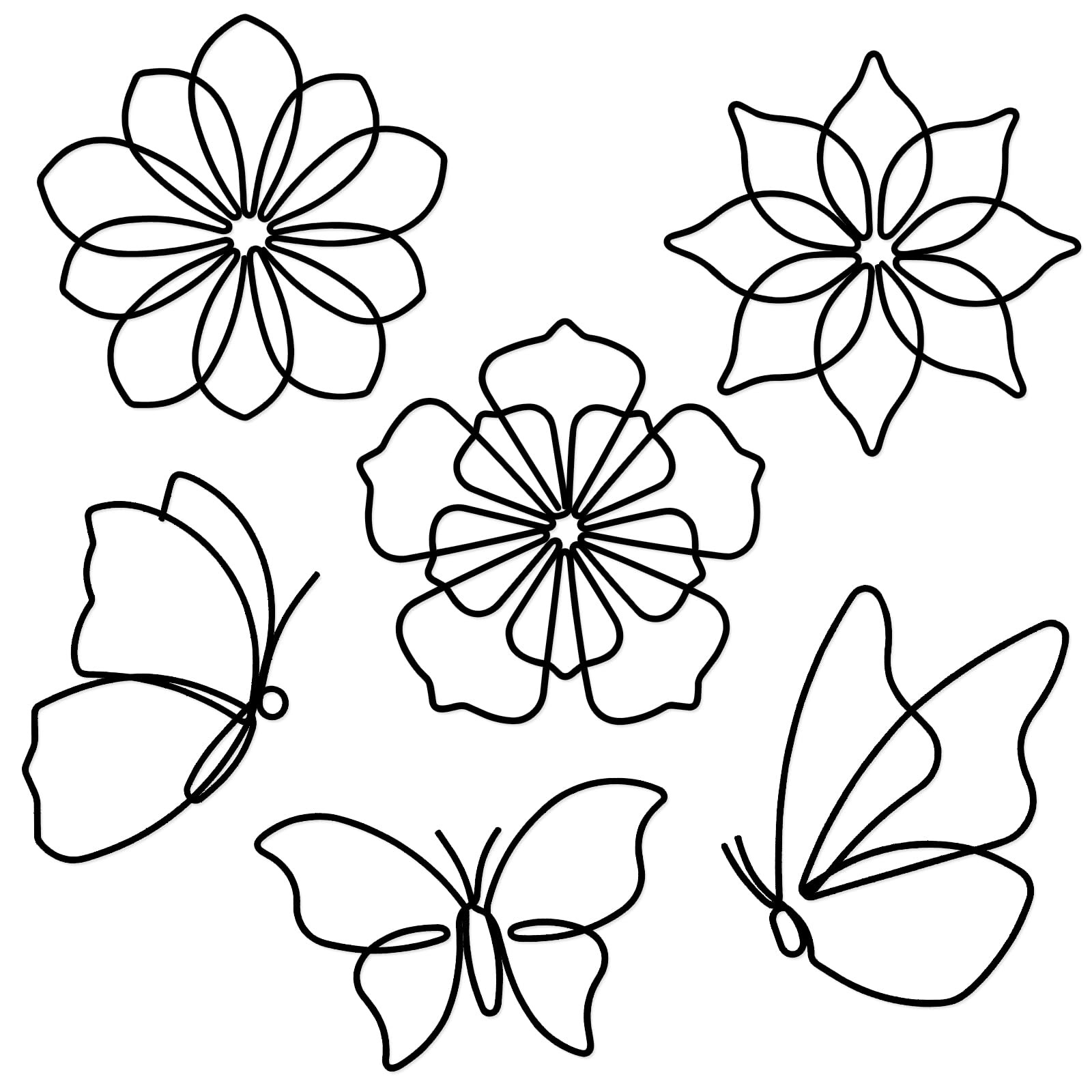 Detene 6 Piezas Flores Metalicas Decoracion Arte de Pared de Mariposa de Metal Decoración Minimalista de Metal Negro para Dormitorio Sala Estar Baño Galería