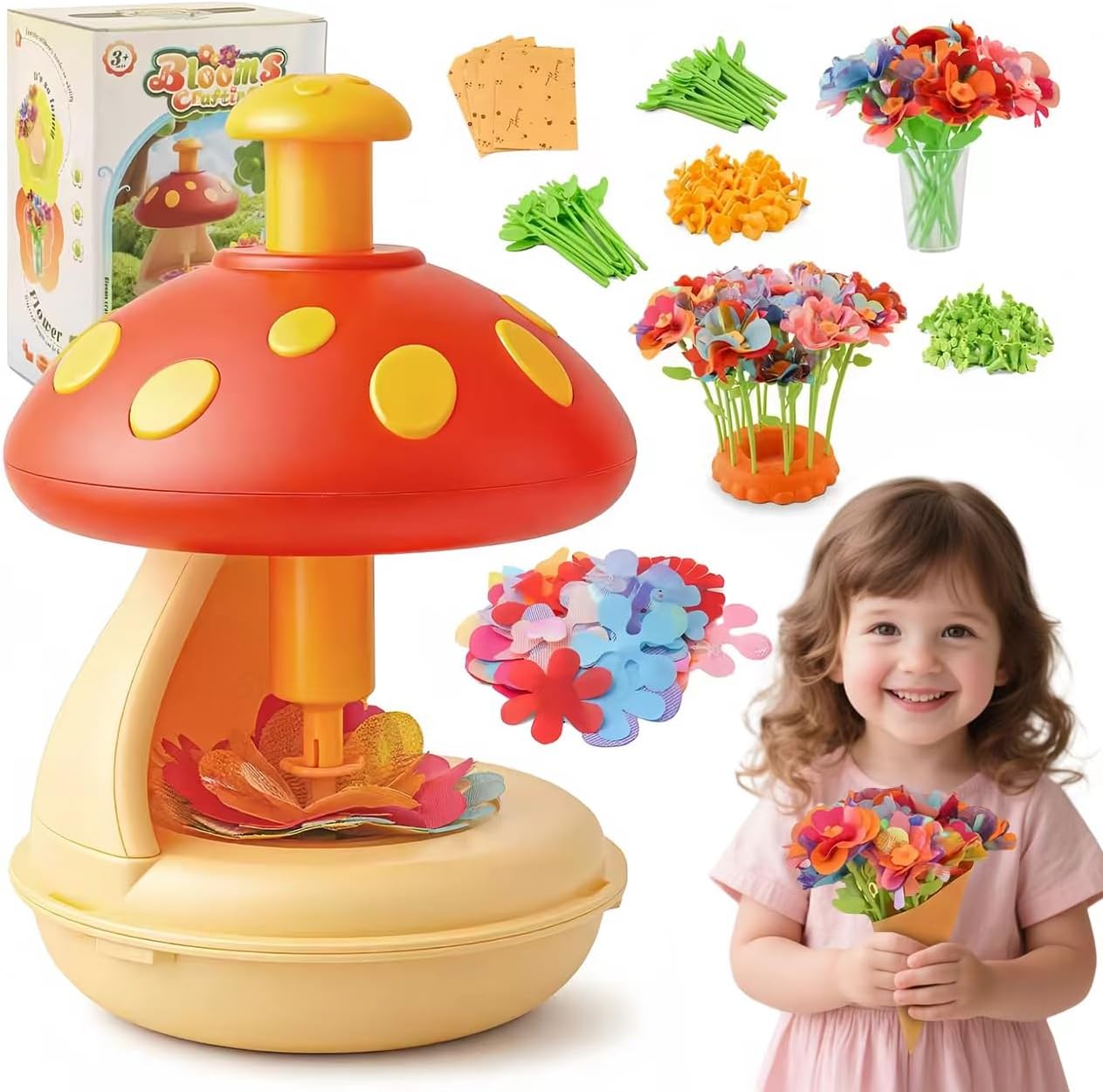 DIY Fabric Flower Bouquets Craft Kit, Arts and Crafts for Kids Ages 4-8,Flowers Marking kit Toy, Educational Activity and Birthday Gift Toys Gifts Ideas for Boys Girls