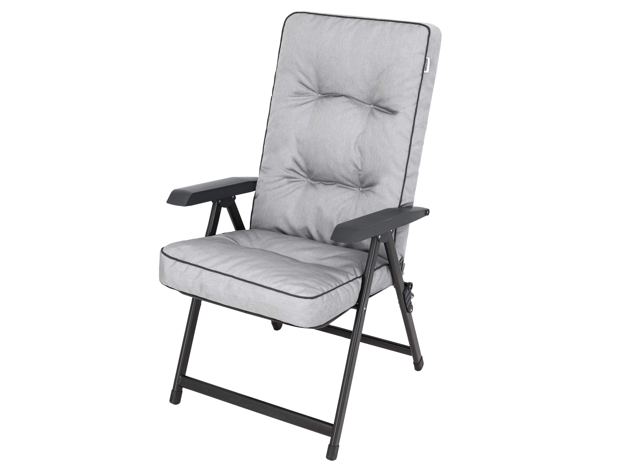 PillowPrim Sitzkissen für Gartenstühle und Campingstuhl – Für Outdoorfans & Gartenfreunde – Bequemer Sitzkomfort im Freien – Gepolstert, Asche, 50x50x70 cm