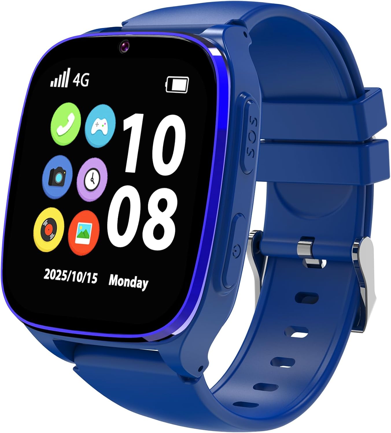 Kids Smartwatch for Boys Girls with 4G LTE Calling, Kids Watch with Video Chat, Camera, Games, SOS Call Watch for Children Age 4-12 (Blue(NO GPS))
