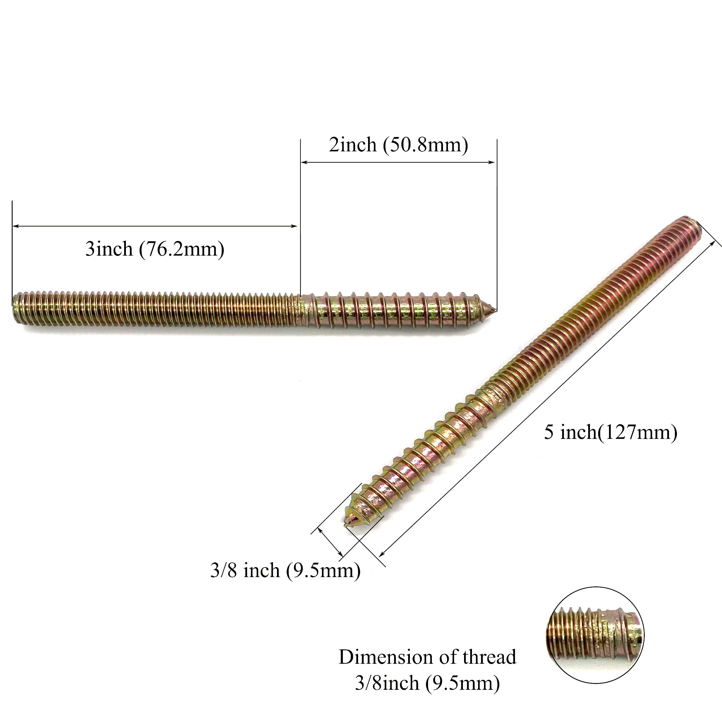 8 Pack 3/8-16 Hanger Bolts - Furniture Assembly -2