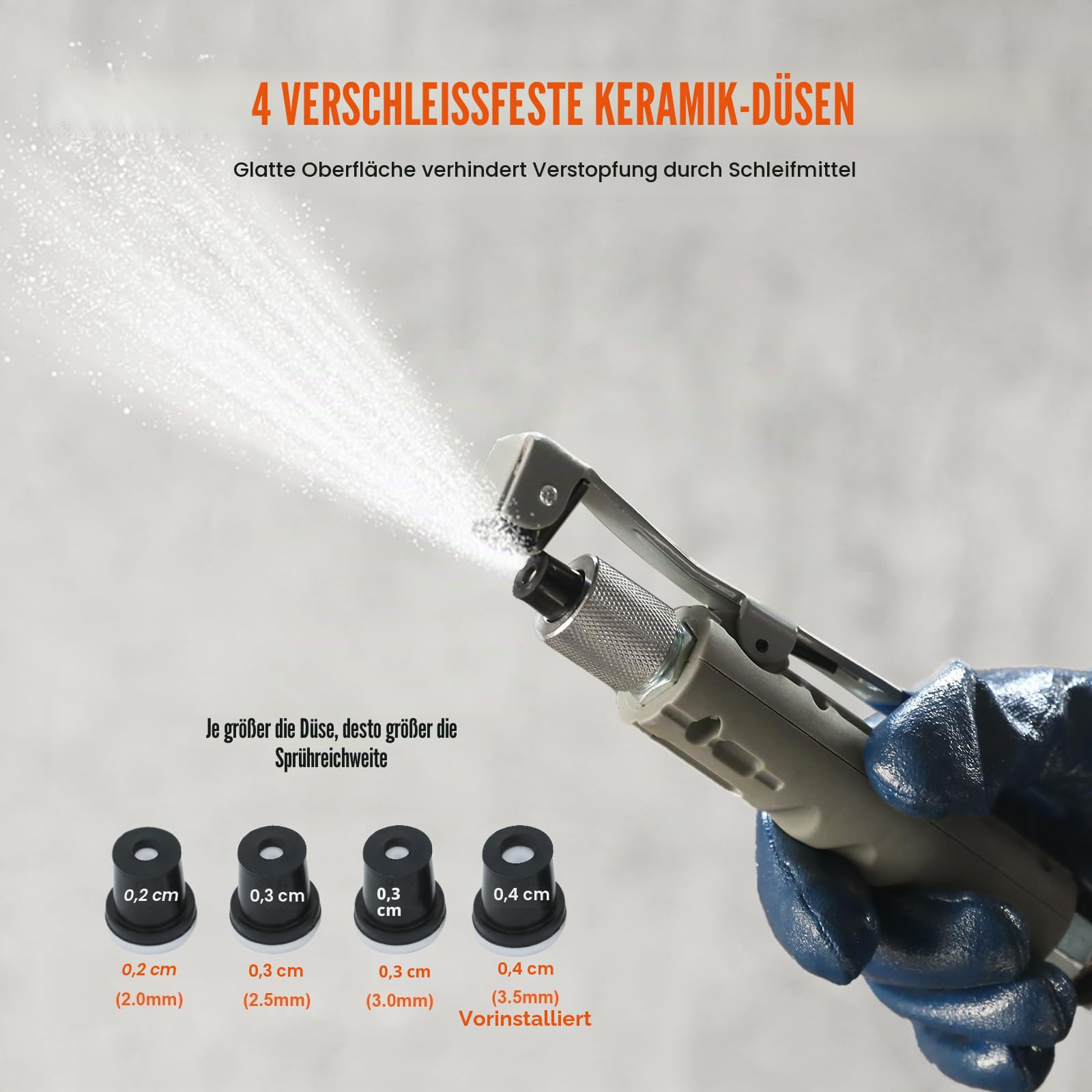 VEVOR Sandstrahlen, 40 L Sandstrahlmaschine, 60-125 PSI Mobiler Sandstrahler mit Zubehör, 2,4 mm, 2,7 mm, 3,2 mm, 3,6 mm Keramikdüsen Sandstrahlerrohr, 2,5 m Schlauchlänge Siphon-Schleifeinheiten