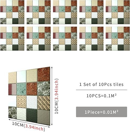 Miniatura 6 de Adhesivo para azulejos de mosaico, despegar y pegar, pegar en azulejos de pared para cocina, azulejos de pared, calcomanías de baño, autoadhesivas,