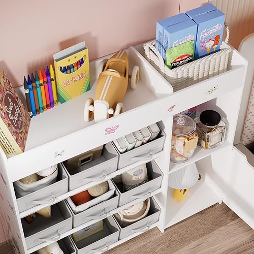 Miniatura 4 de Organizador de almacenamiento de juguetes, almacenamiento de juguetes con estantería para niños y 9 contenedores de almacenamiento, organizadores de