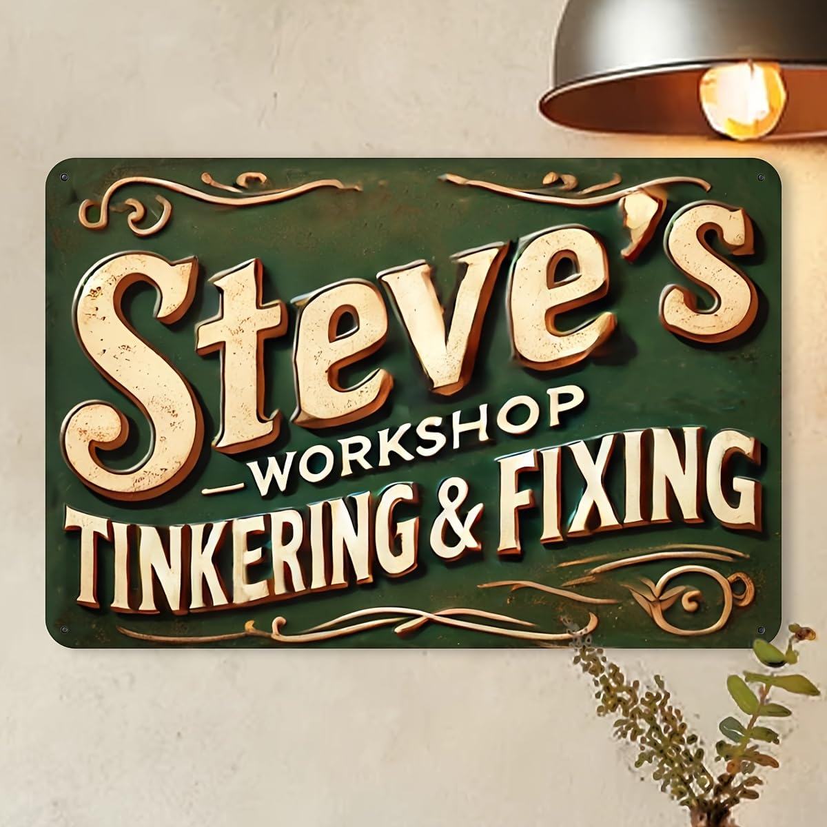 Steve's Workshop Tinkering & Fixing Sign Foil Engraved Wall Decor for Garage Man Cave Home Cafe Bar Club For Garage Enthusiasts & Home Decor 8x12 Inch