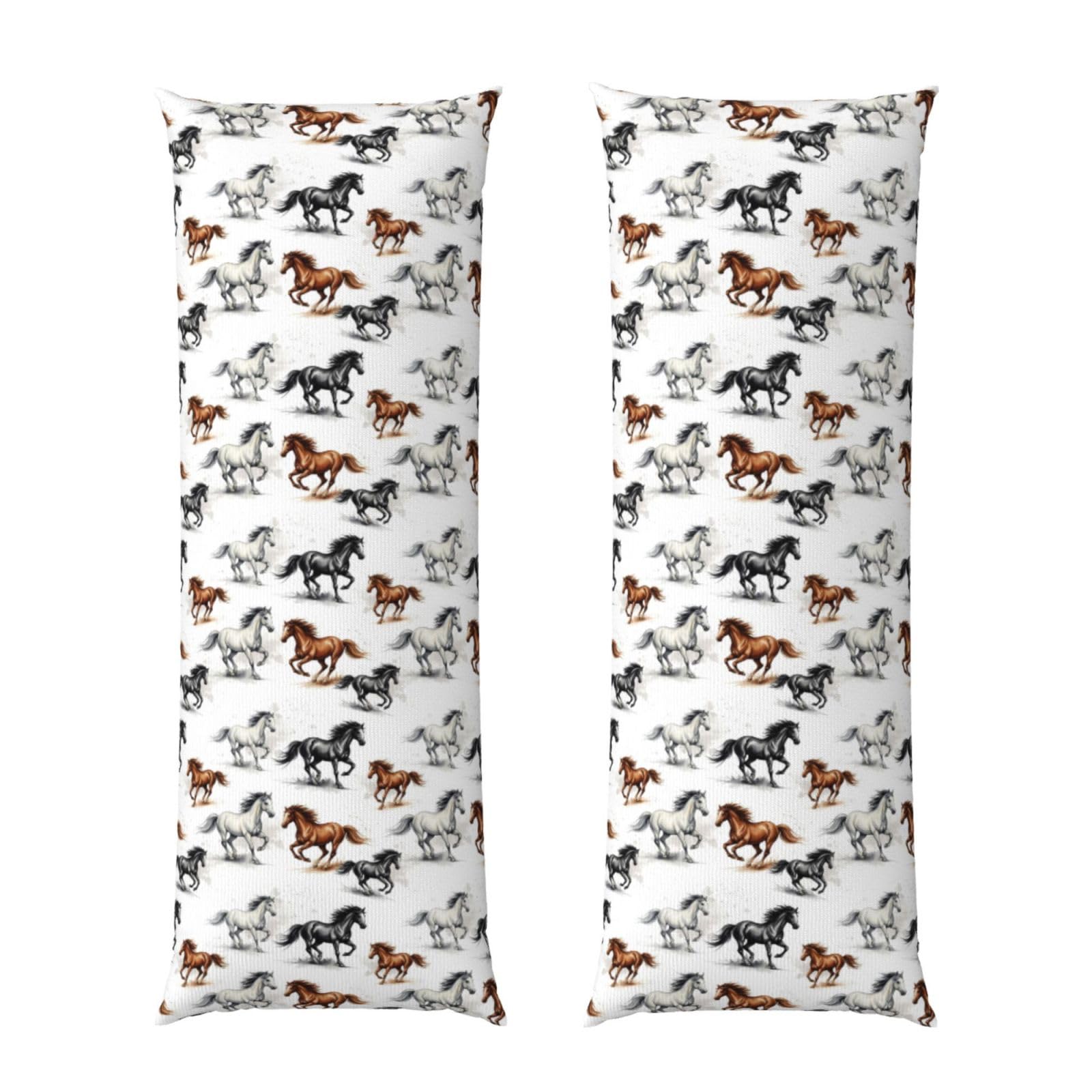 Long Body Pillow Cover 20x60 Watercolor Wild Horses, Soft Flannel Pillowcase with Zipper, Cozy Cushion Protector for Couch Sofa Bed Sleeping Decoration