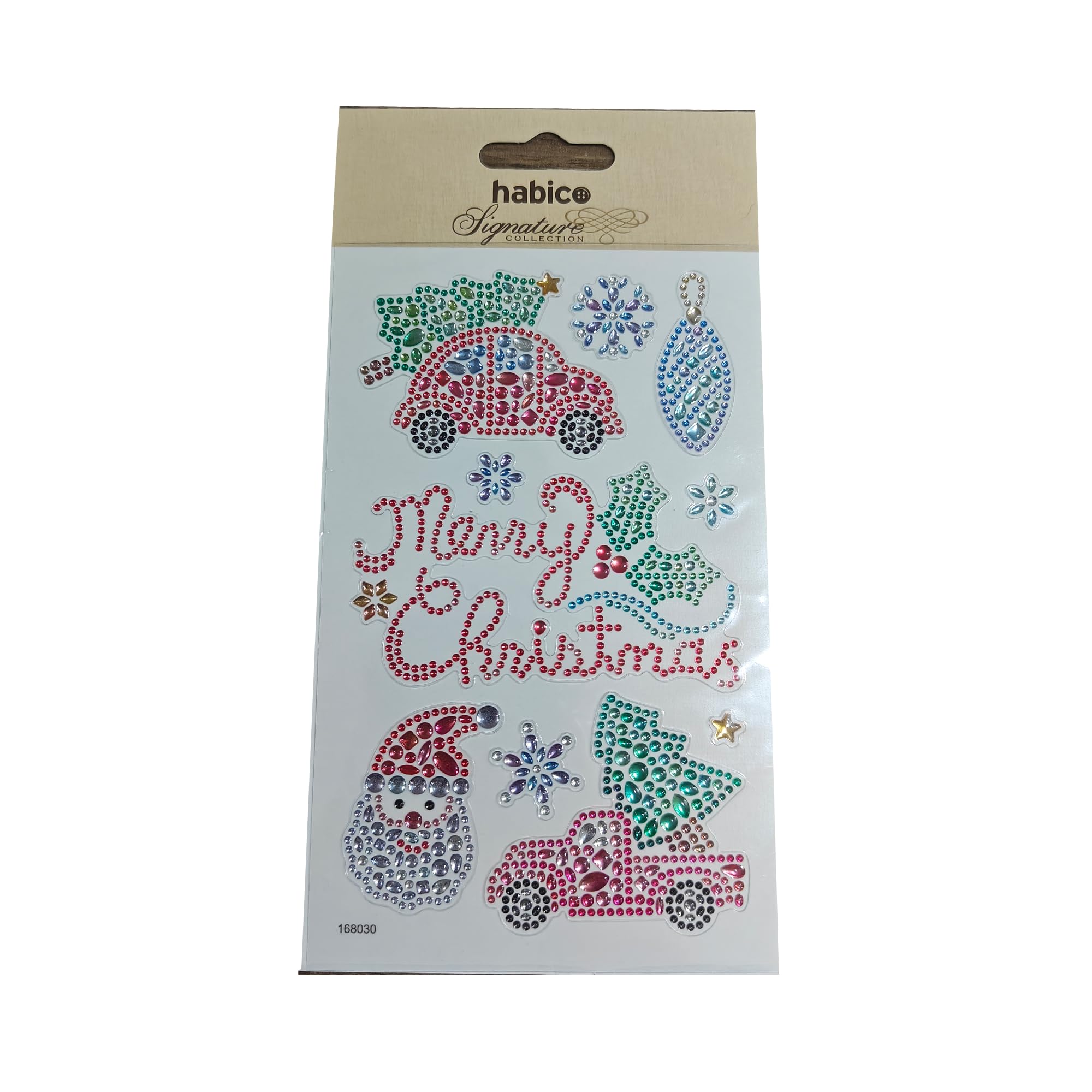 Habico Beautiful Coloured Crystal Stickers For Christmas Craft And Card Making (Merry Christmas)
