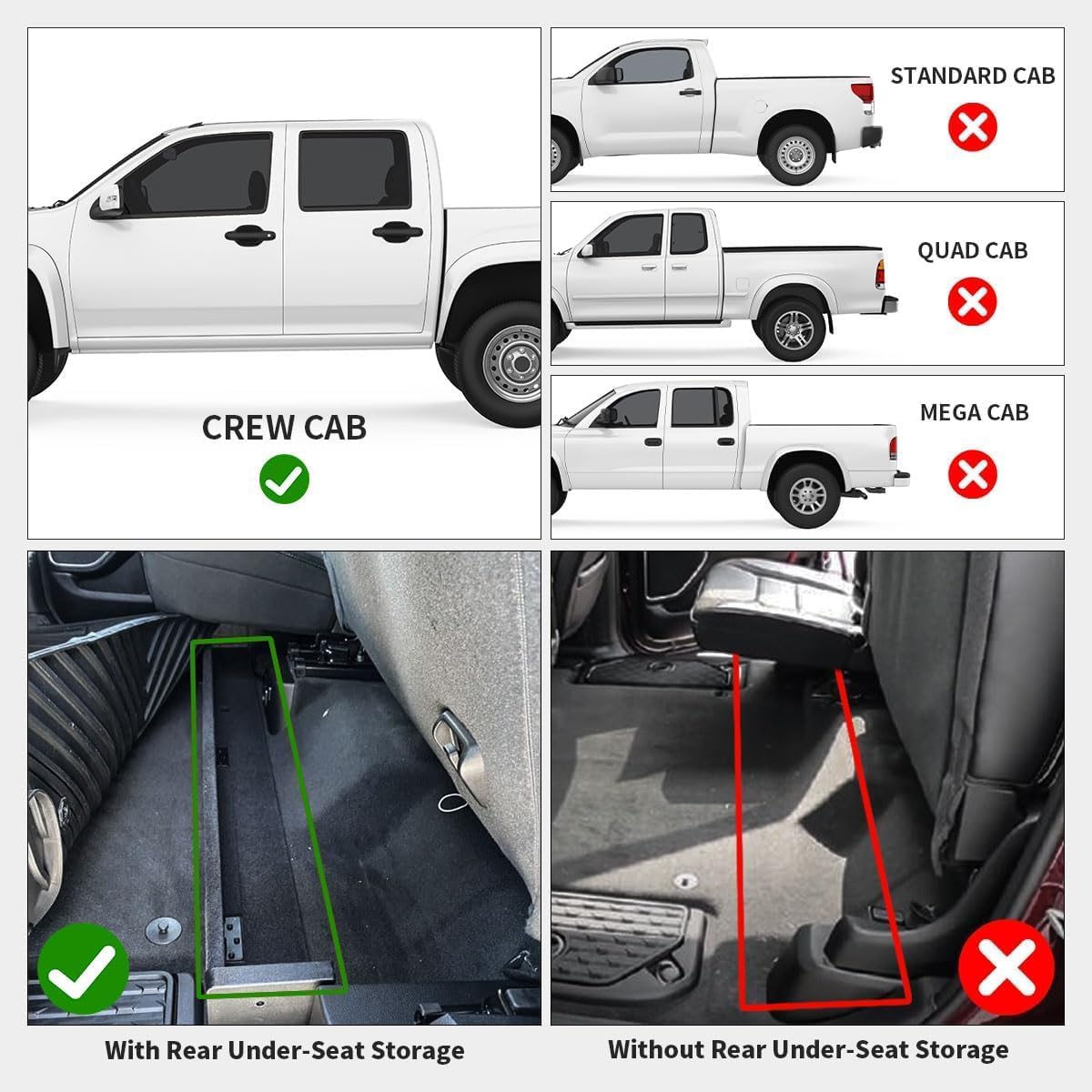 LASFIT Floor Mats for Ram 1500 2019-2024 Crew Cab with Rear Under-Seat Storage Bucket Seat (NOT Fit for Classic Model), 4 Full Size Doors All Weather TPE Custom Fit 1st & 2nd Row, Black - Image 2