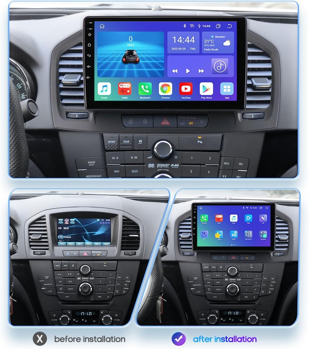 4core(1g+32g),Autoradio Android da 9 Pollici per B-uick Regal/Opel Insignia 2009-2013, Carplay Wireless, Android Auto, Bluetooth, WiFi, GPS, FM, Telecamera di retromarcia