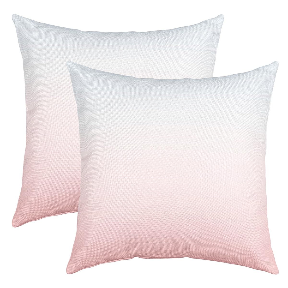 Richhome Multi 07 Girly Pink Solid Color Throw Pillow Covers,Pink White Gradient Simple Style Cushion Covers 18"X18" For Car Camper Office,Dying Gradient Modern Style Pillowcases Outdoor Pillow Set Of 2