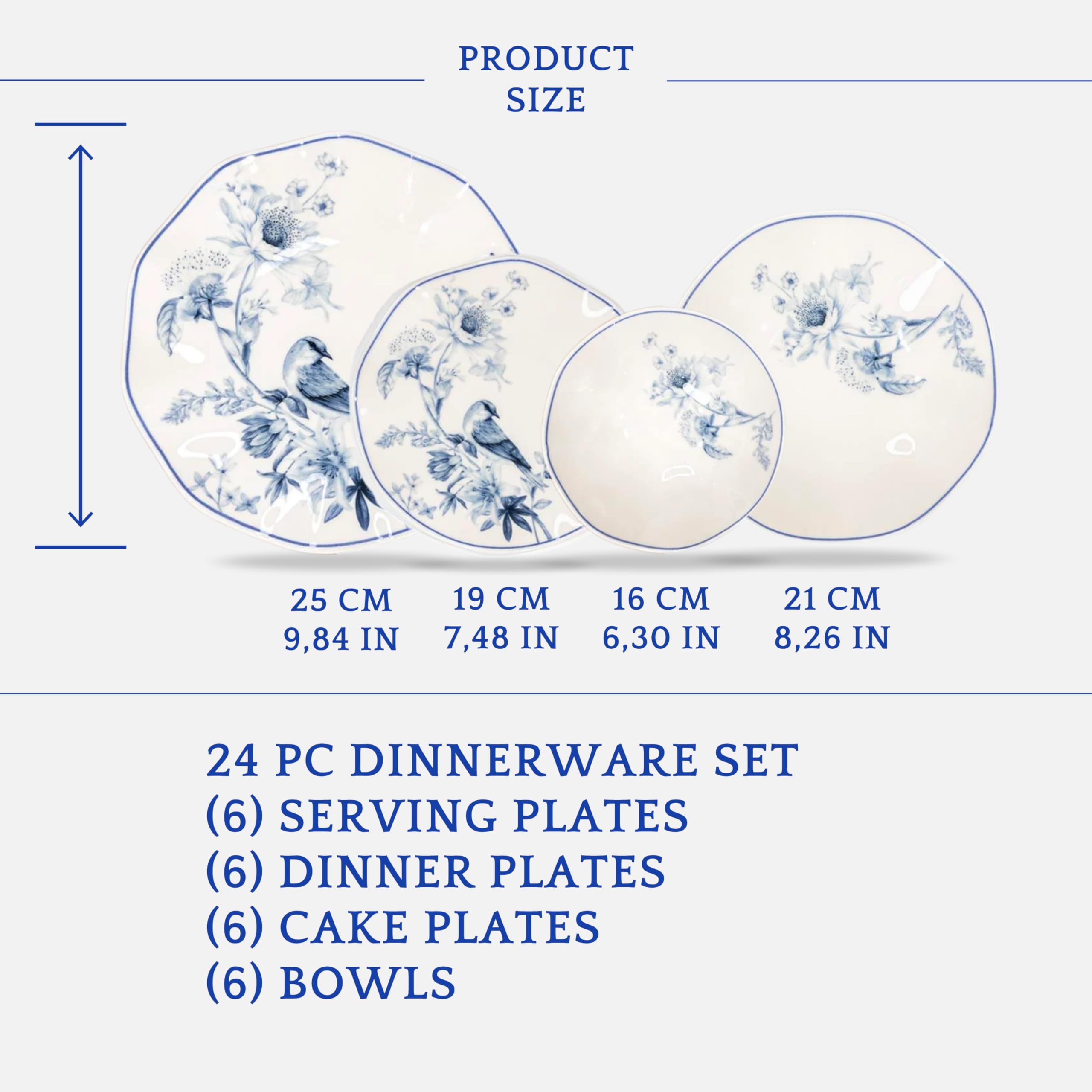 Service de table en porcelaine de 24 pièces – Güral Porselen Nesrin – Blanc ivoire pour 6 personnes – Service élégant